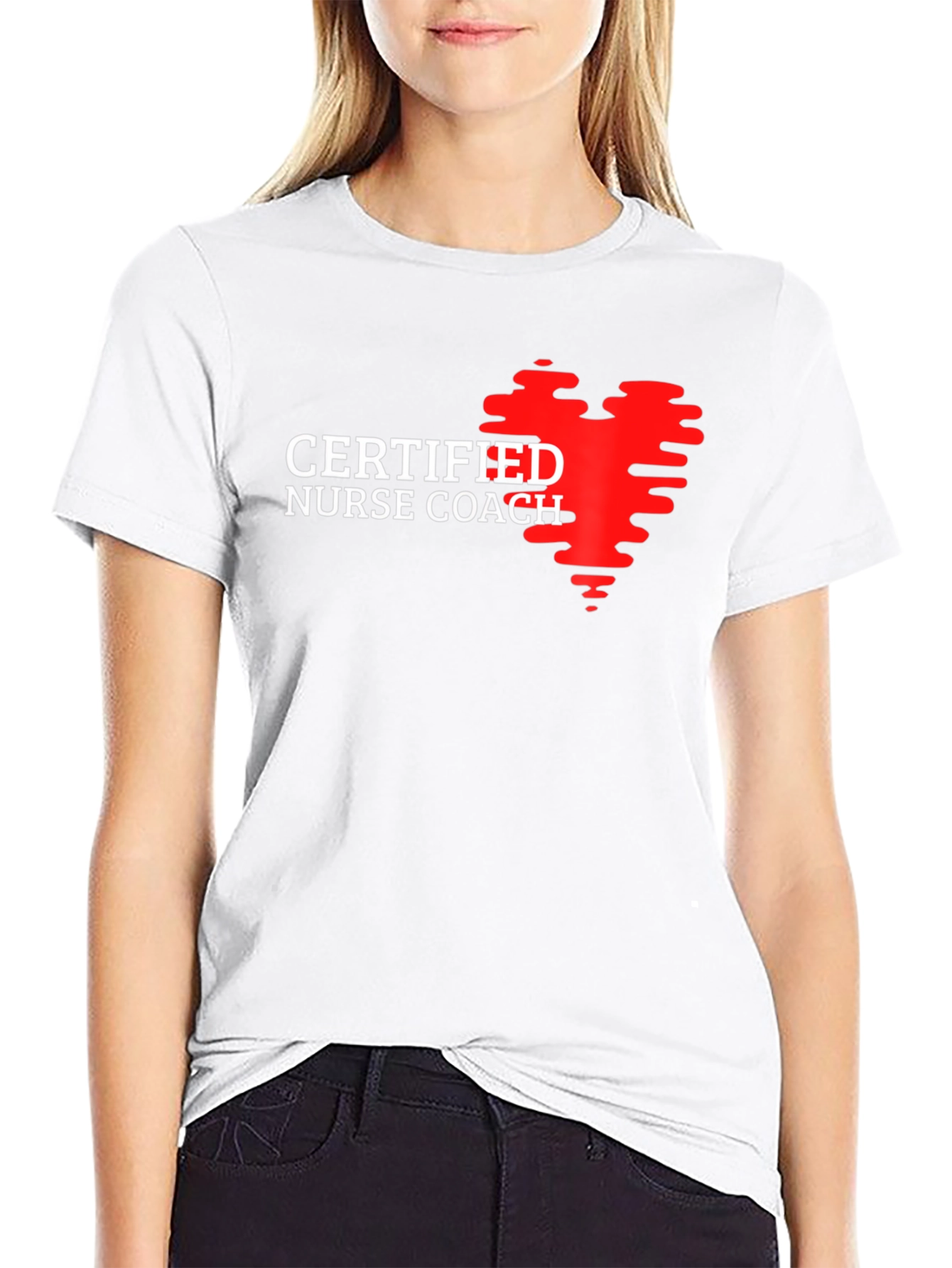 Black Certified Nurse Coach Heart T-Shirt view 9