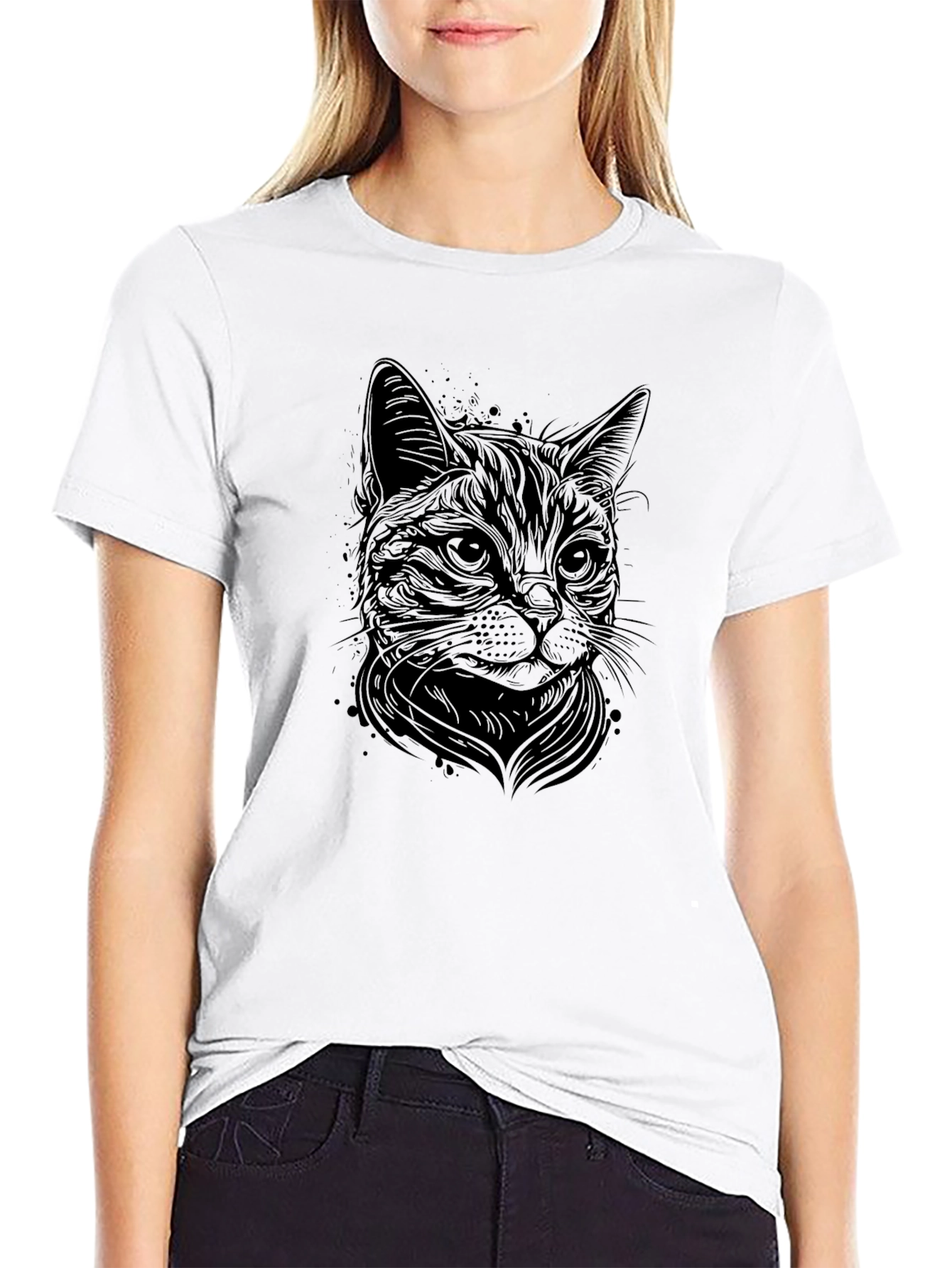 Black Black Cat Graphic T-Shirt - Men's Crew Neck view 9