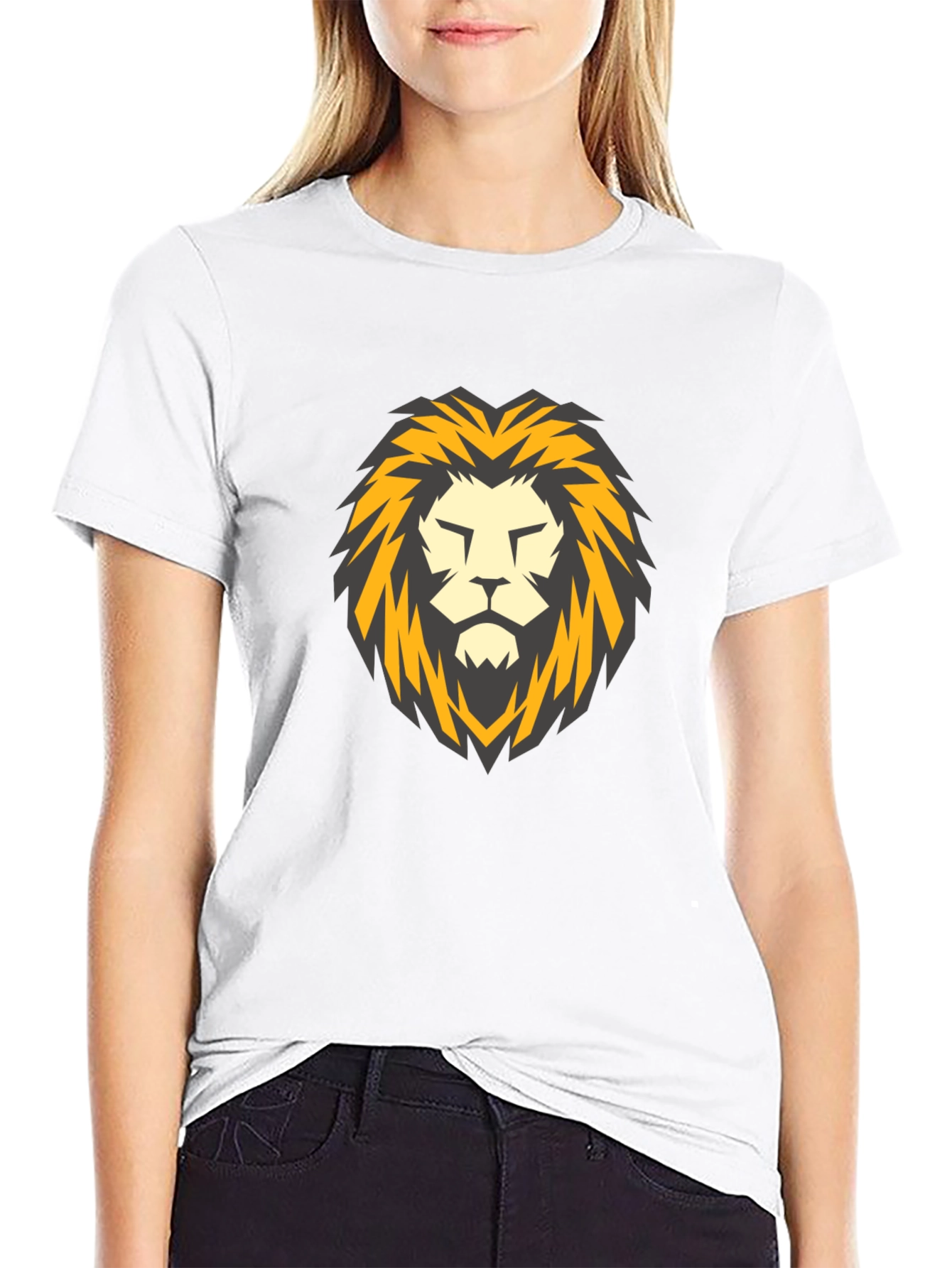 Black Lion Head Graphic Black T-Shirt view 9