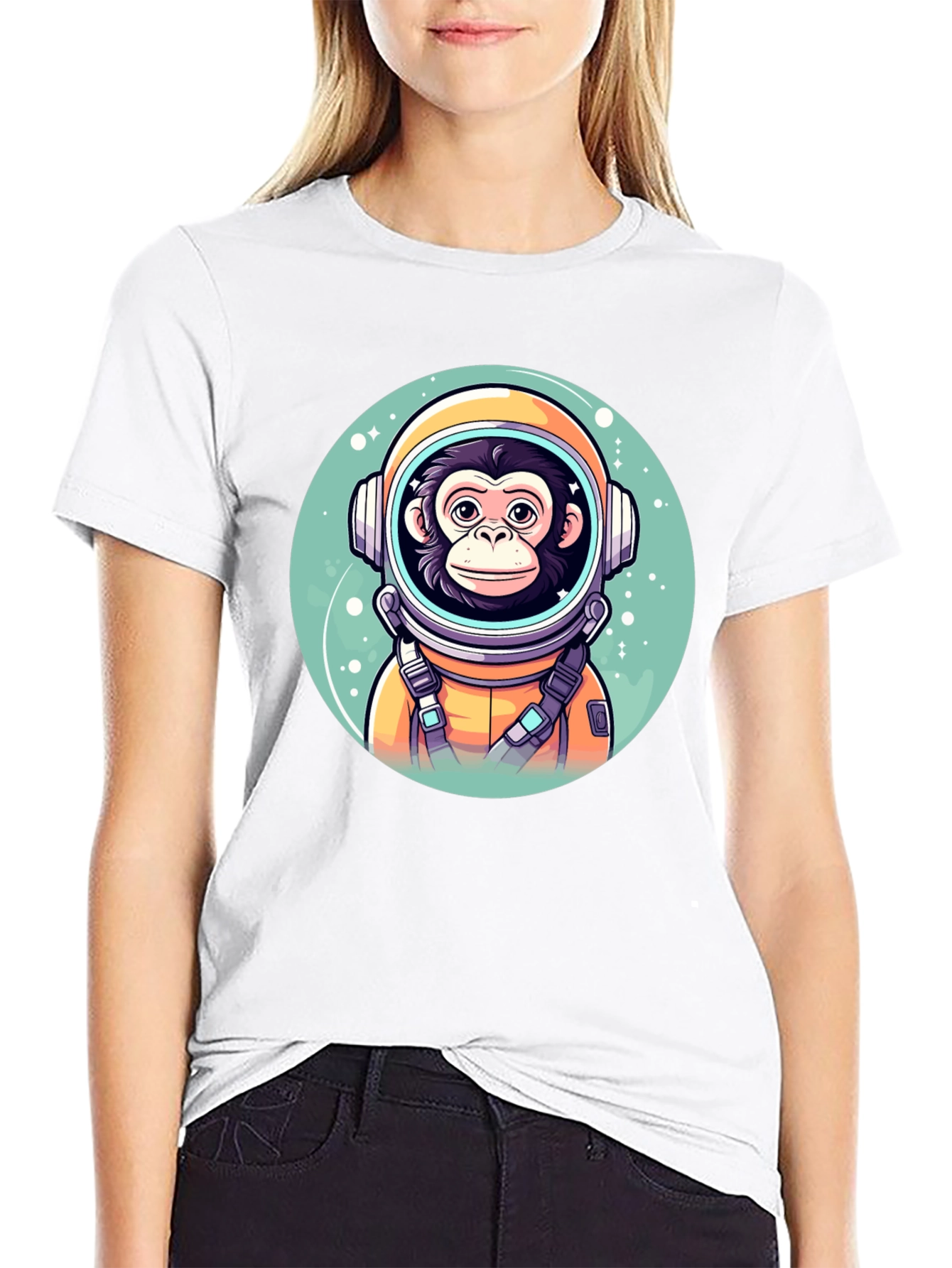 Black Monkey Astronaut Graphic T-Shirt view 9