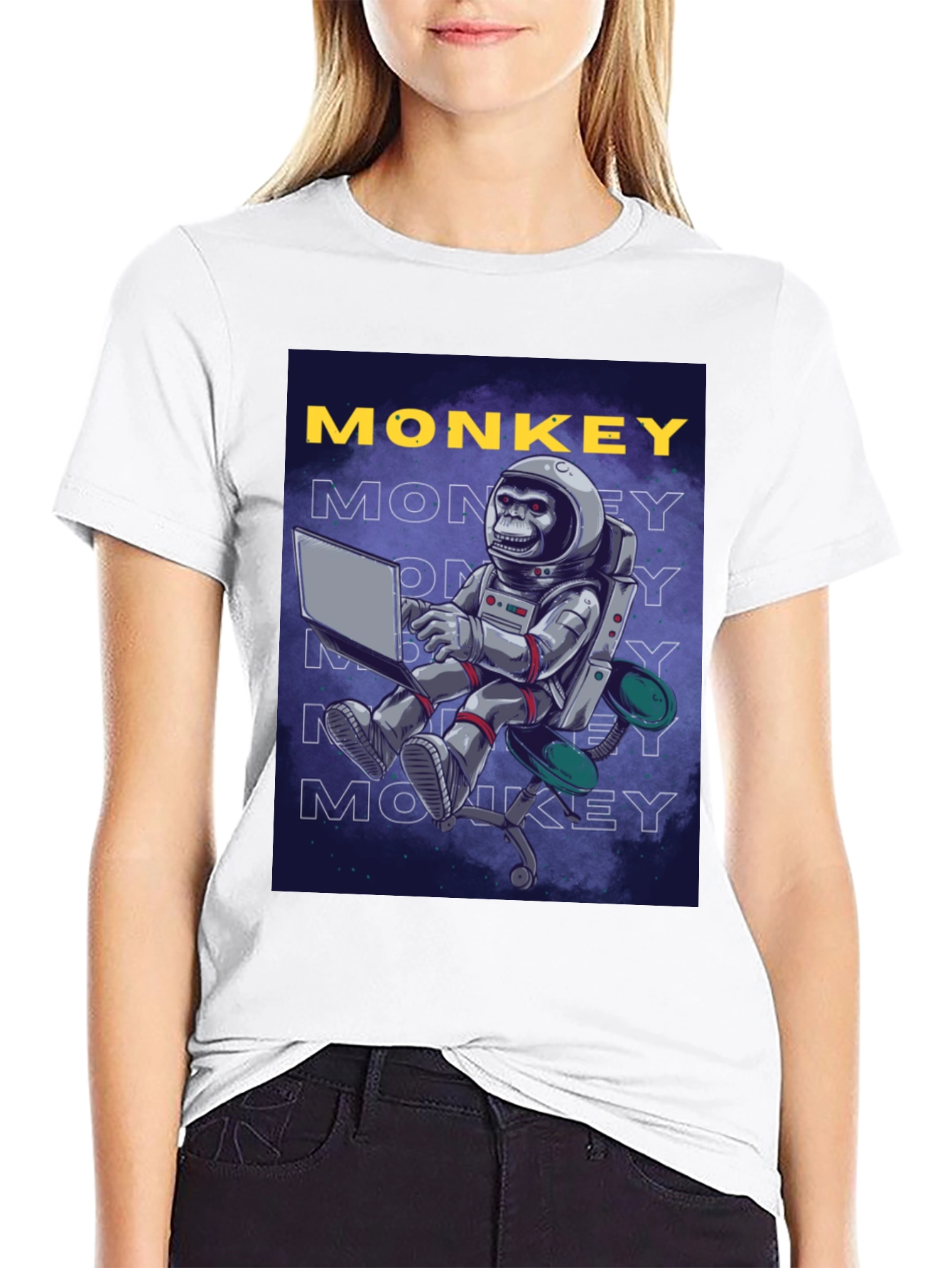 Black Monkey Astronaut Graphic Tee - Novelty Design view 9