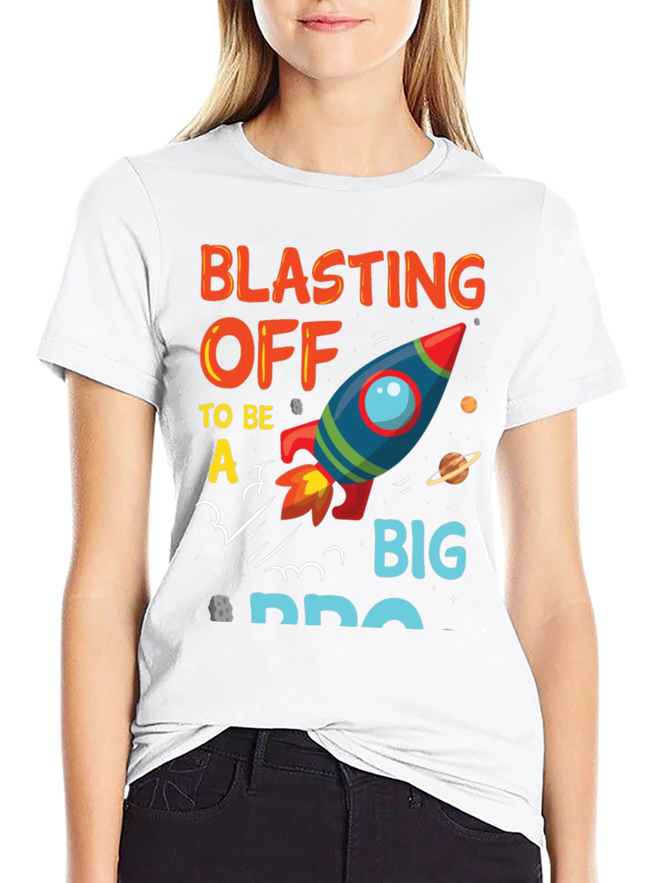 Black Blasting Off to Be a Big Bro T-Shirt view 9