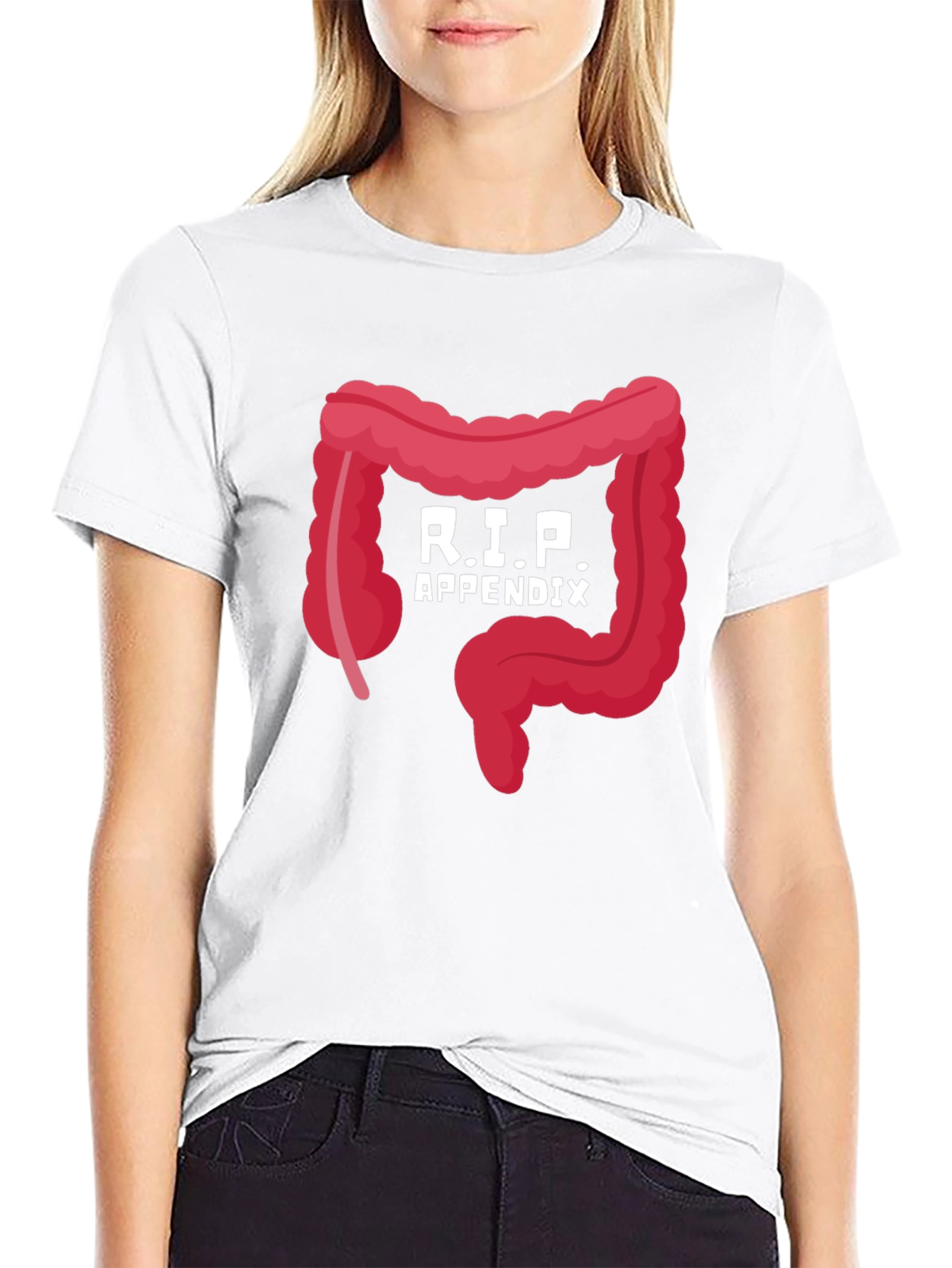 Black R.I.P. Appendix Funny Graphic T-Shirt view 9