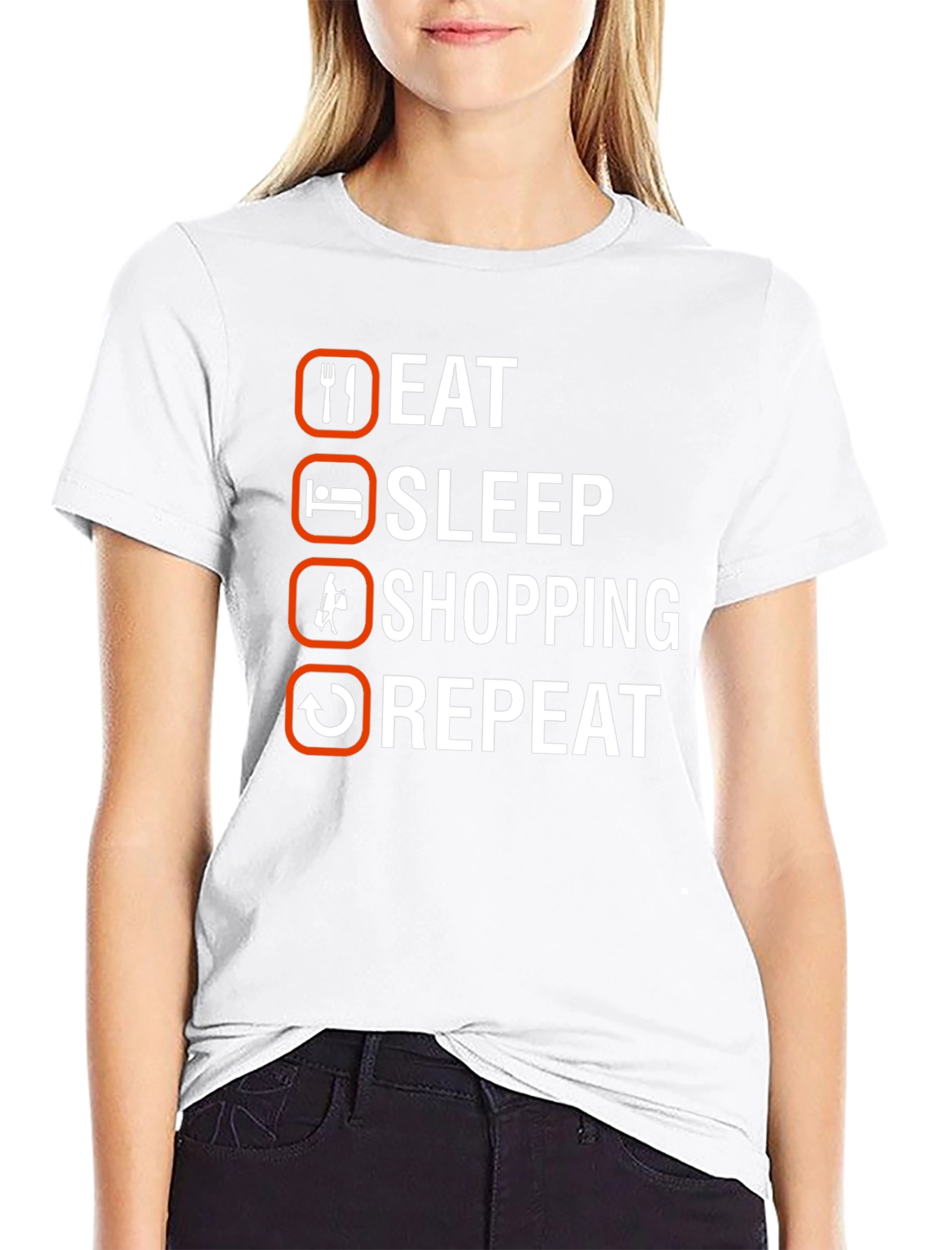 Black Eat Sleep Shopping Repeat T-Shirt view 9
