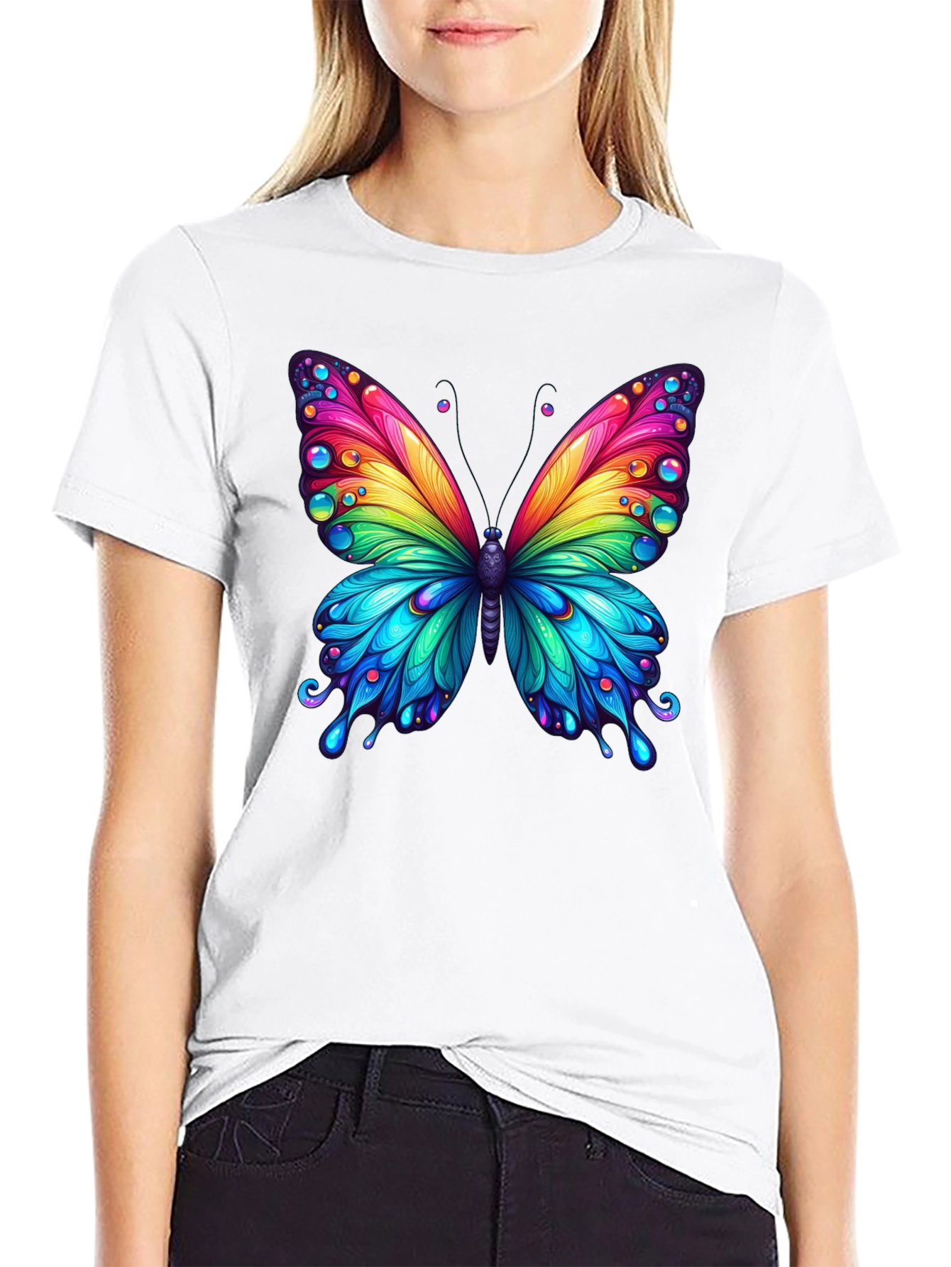 Black Rainbow Butterfly Graphic Tee view 9