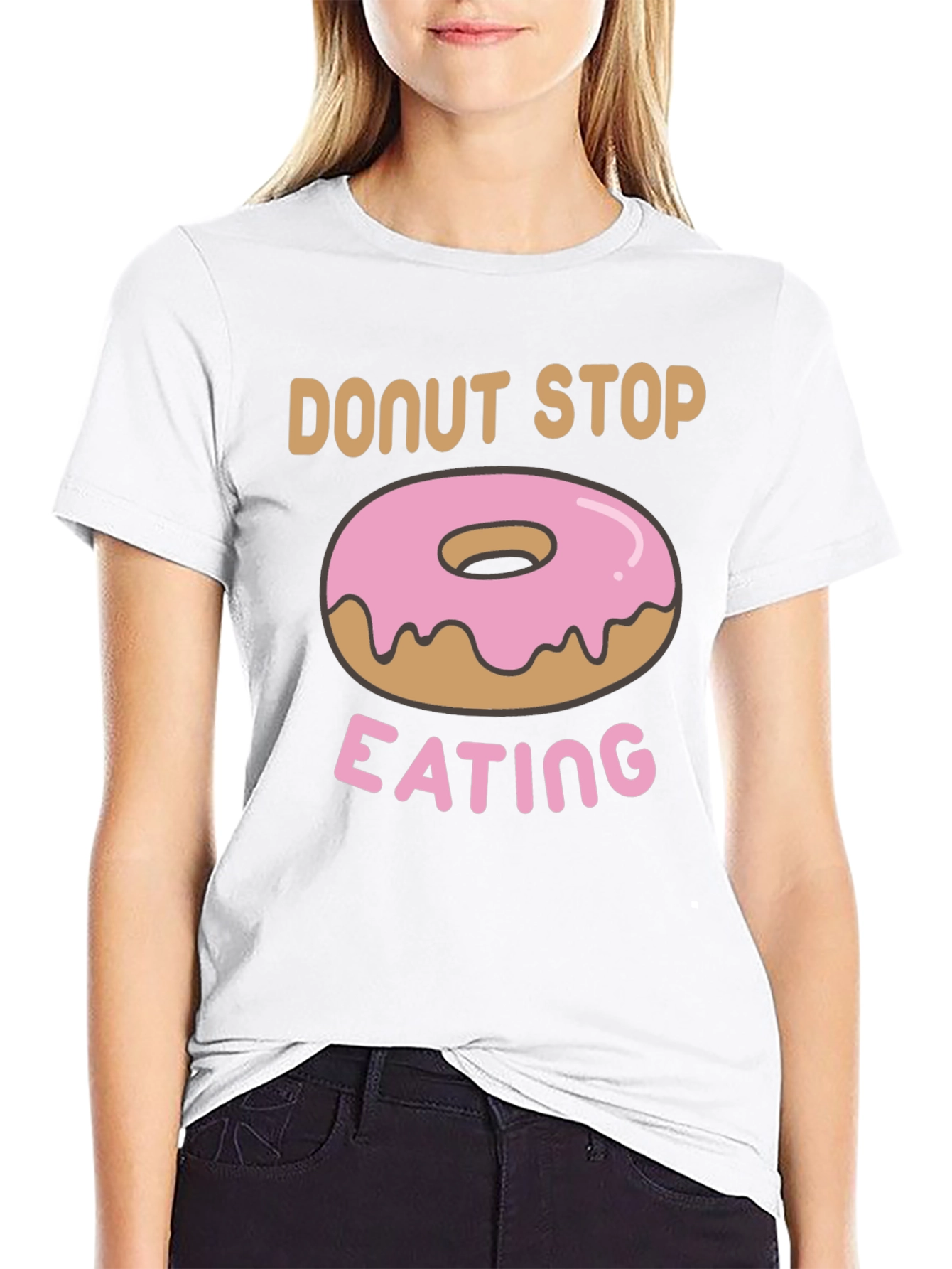 Black Donut Stop Eating Graphic T-Shirt view 9