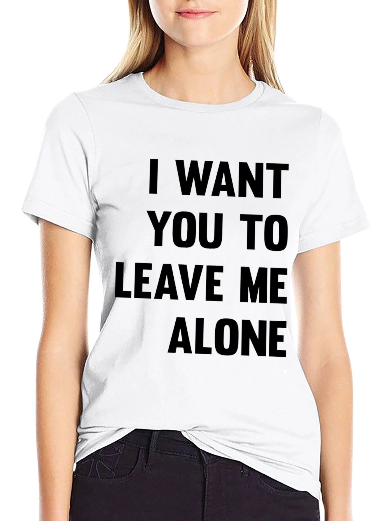 Black Leave Me Alone Slogan Tee - Black T-Shirt view 9