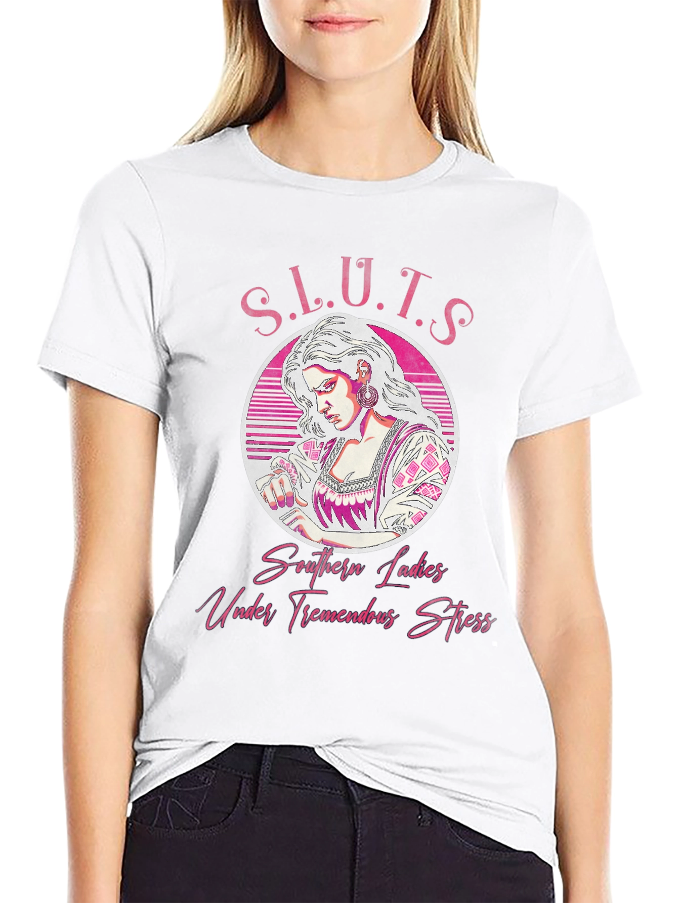 Black S.L.U.T.S T-Shirt - Southern Ladies Under Tremendous Stress view 9