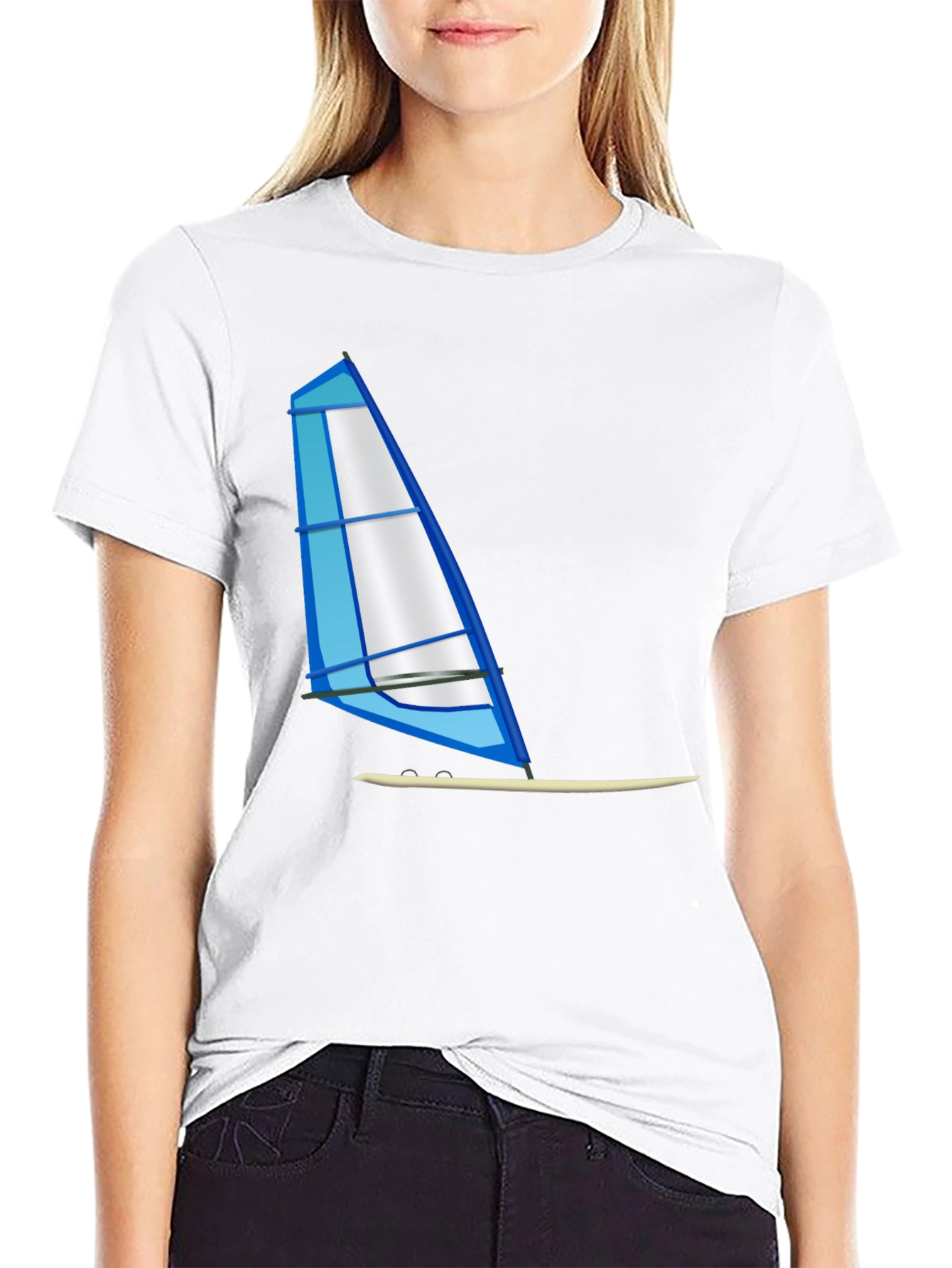 Black Windsurf Graphic Tee - Black Cotton T-Shirt view 9