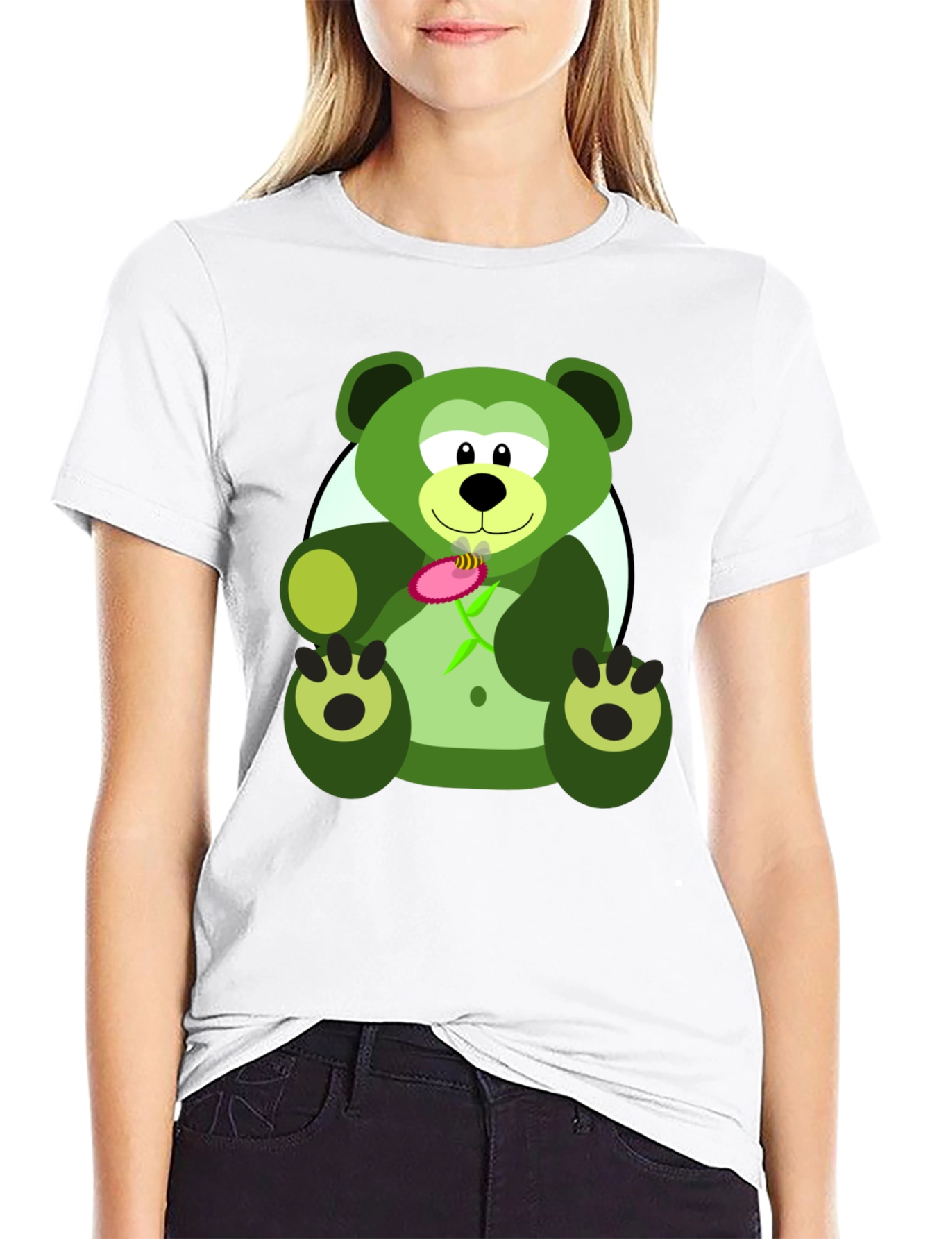 Black Green Bear Graphic Tee - Men's Black T-Shirt view 9