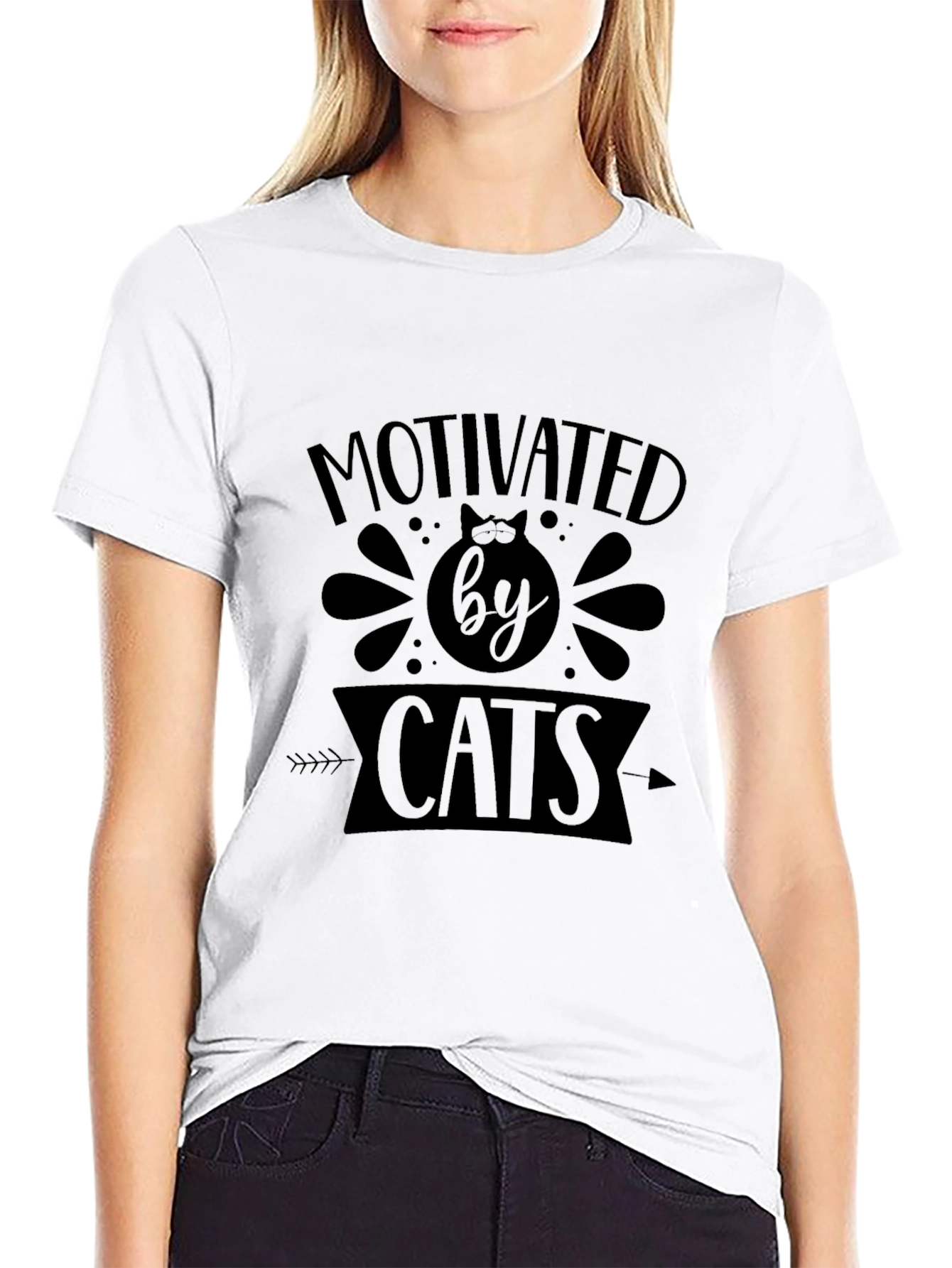 Black Motivated By Cats Black Graphic T-Shirt view 9
