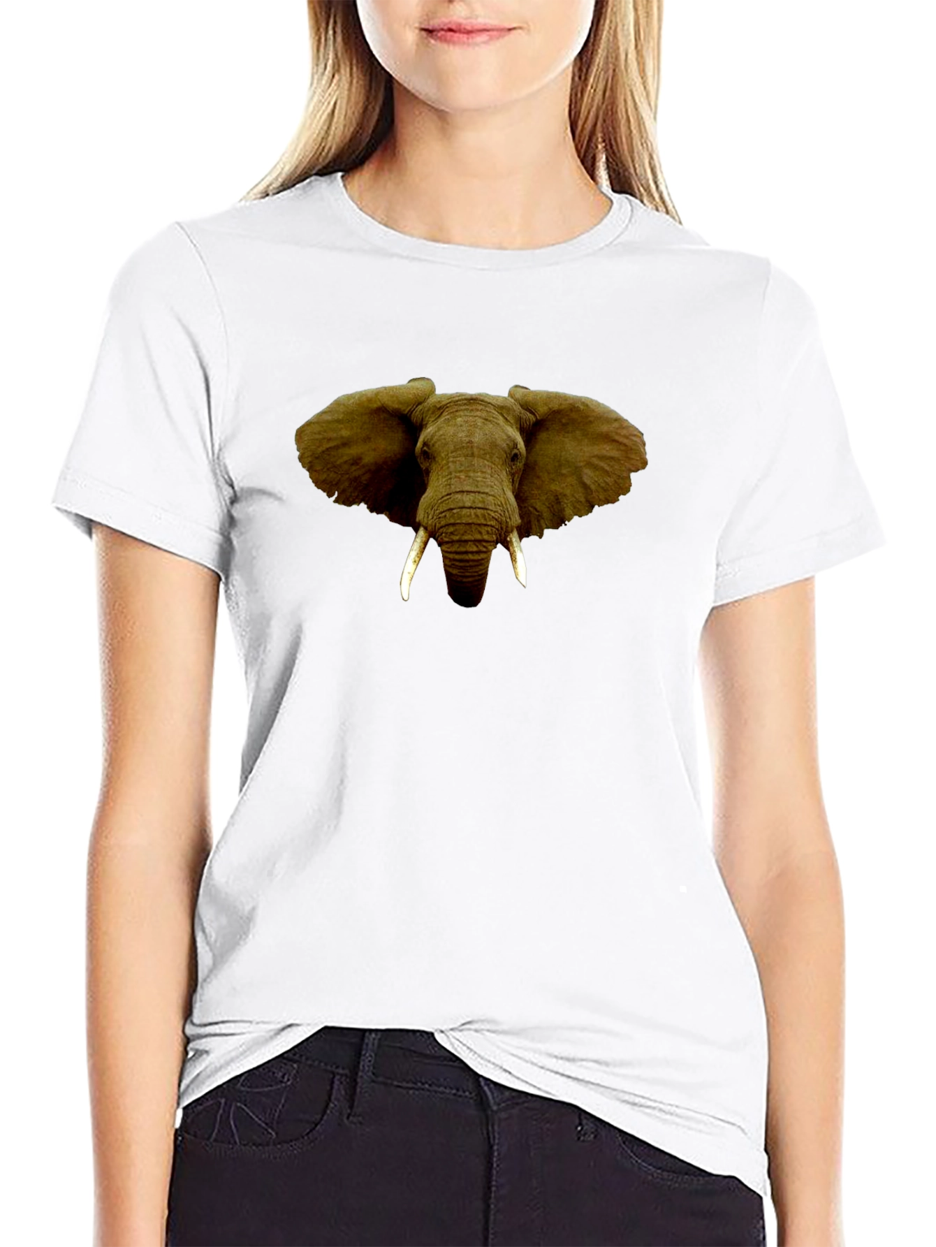 Black Elephant Graphic Print Black T-Shirt view 9