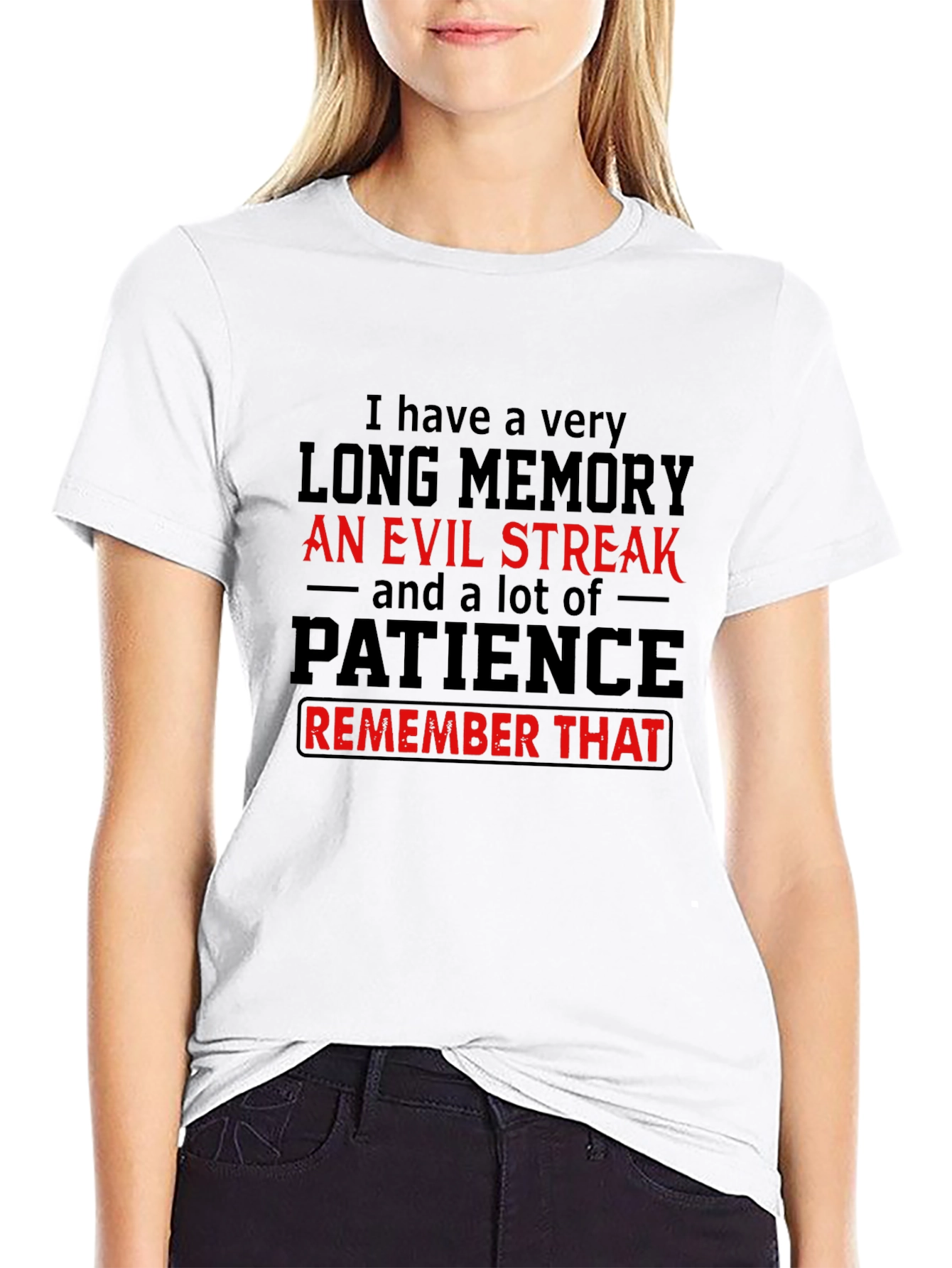 Black Long Memory Evil Streak Patience T-Shirt view 9
