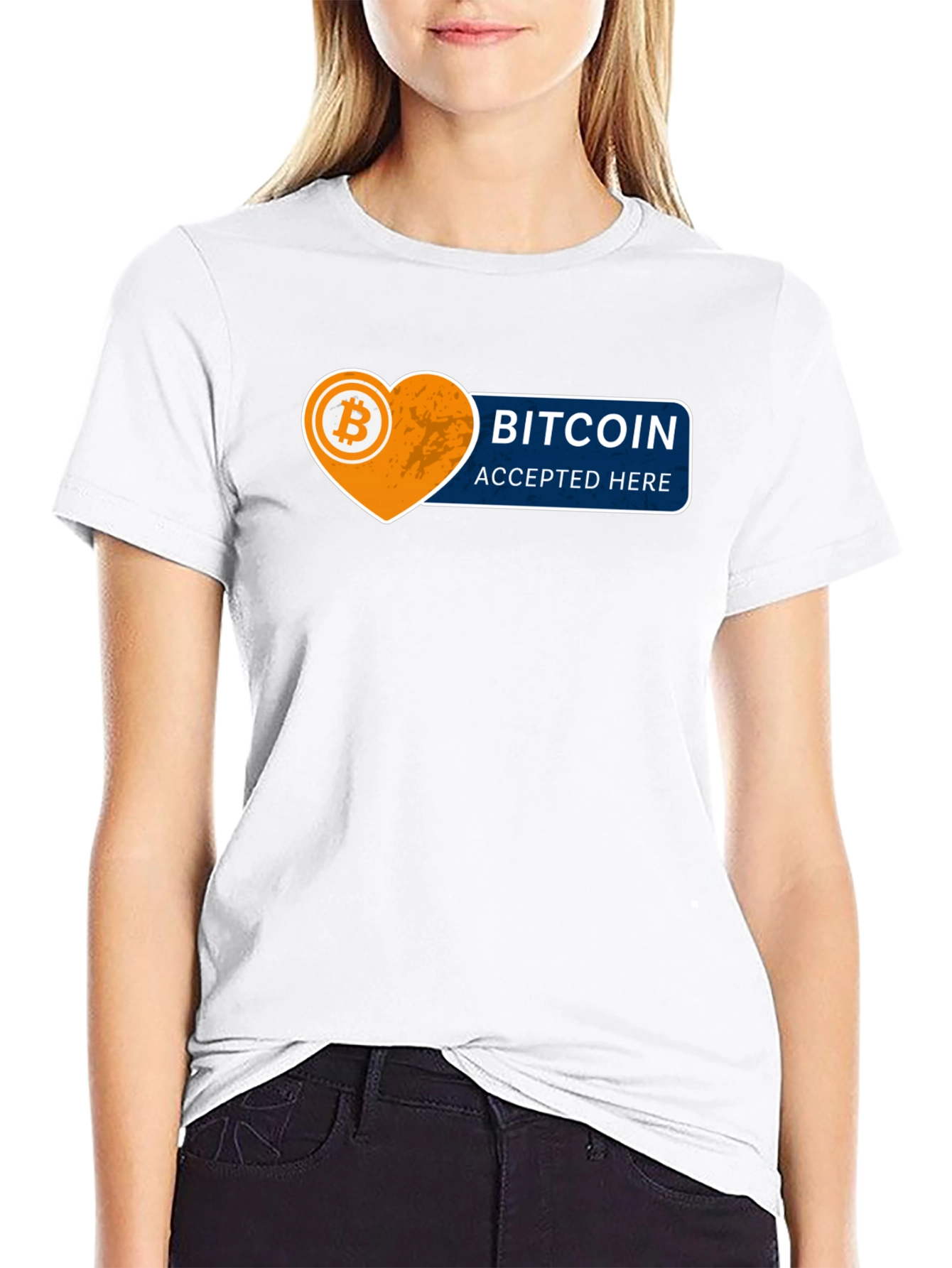 Black Bitcoin Accepted Here Graphic Tee - Black Cotton T-Shirt view 9