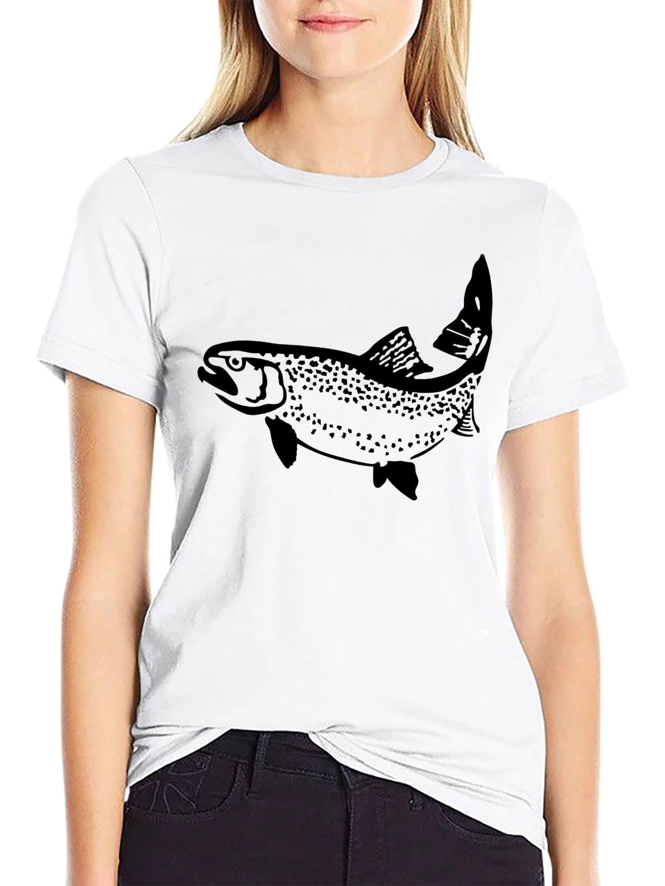 Black Black Trout Graphic T-Shirt - Casual Fishing Tee view 9