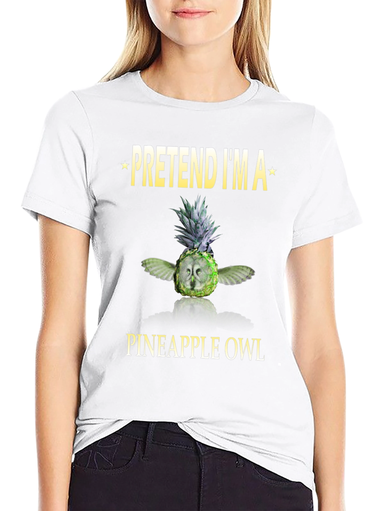 Black Pretend I'm a Pineapple Owl T-Shirt view 9