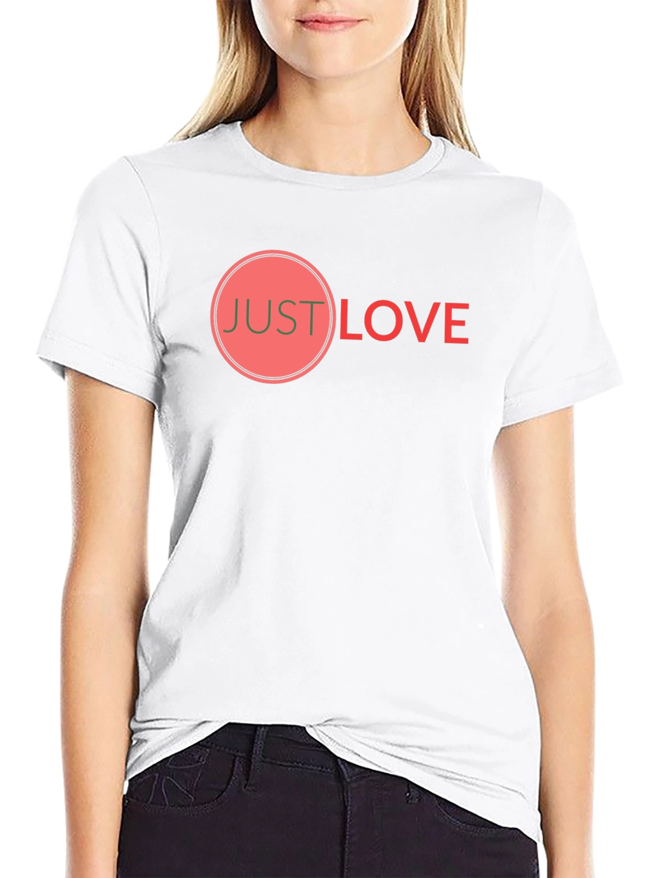Black Just Love Graphic Tee - Soft Cotton Blend view 9