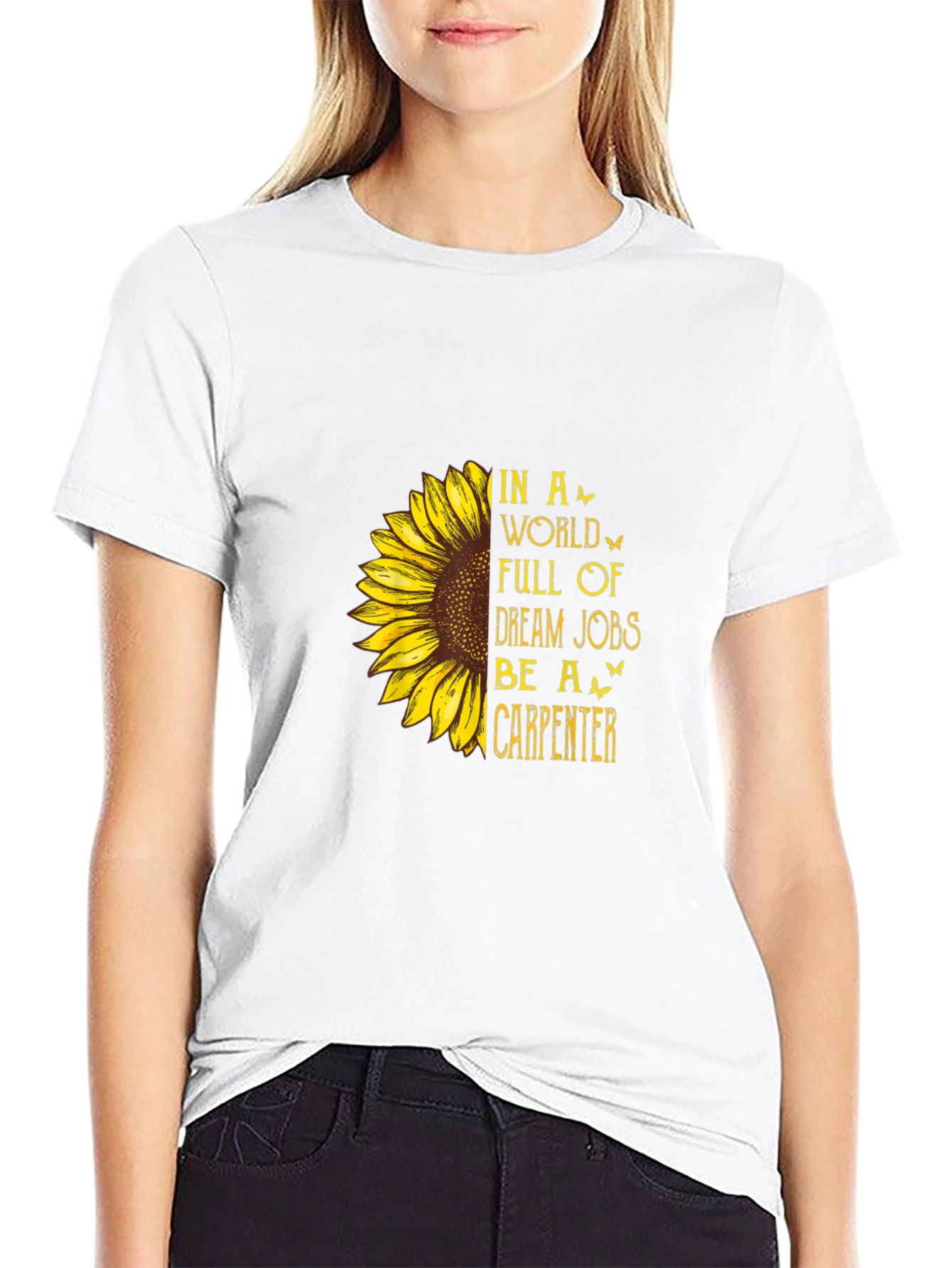 Black Carpenter Sunflower Graphic Tee - Black Cotton Blend view 9