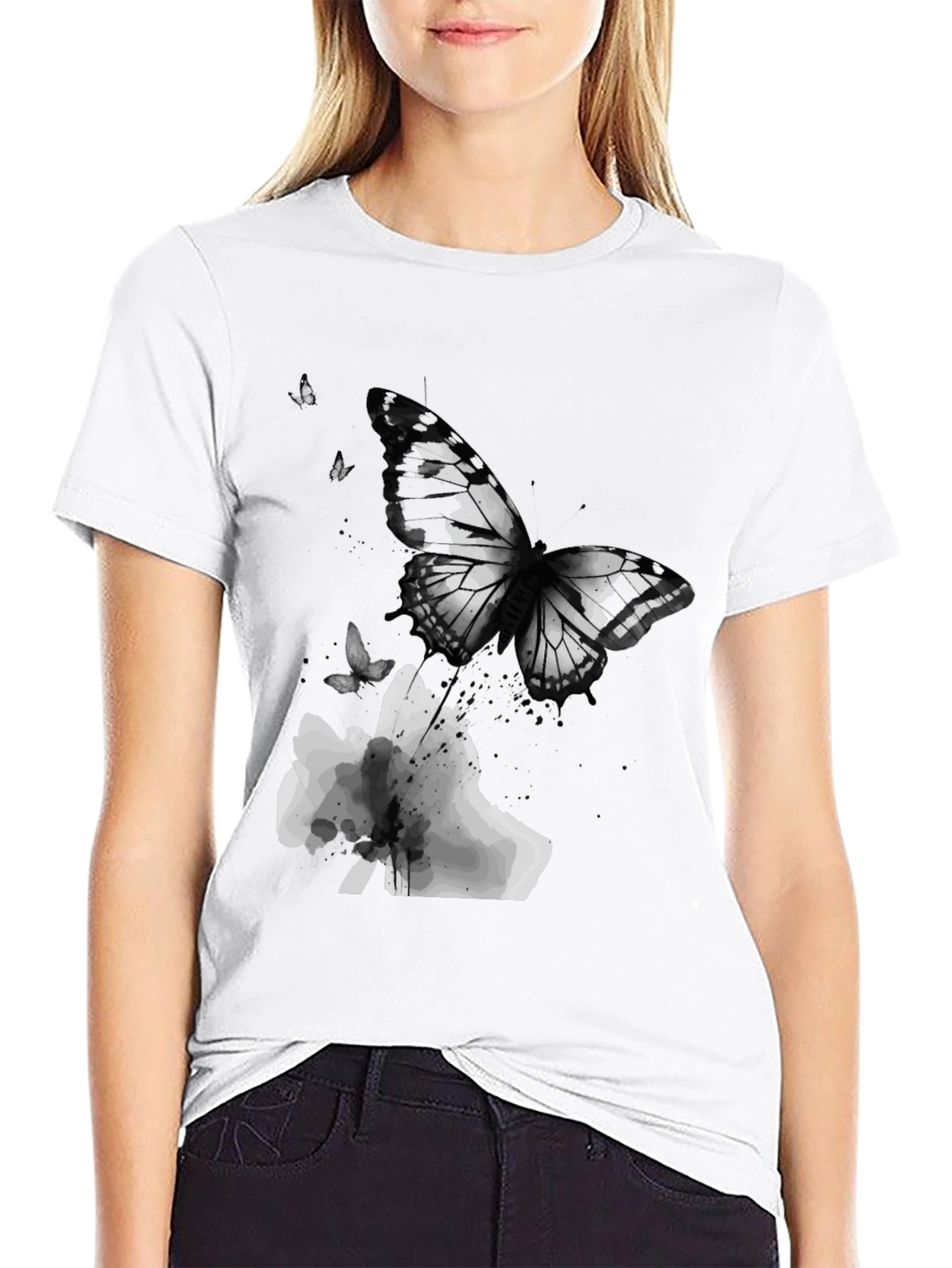 Black Butterfly Graphic Print Men's T-Shirt view 9