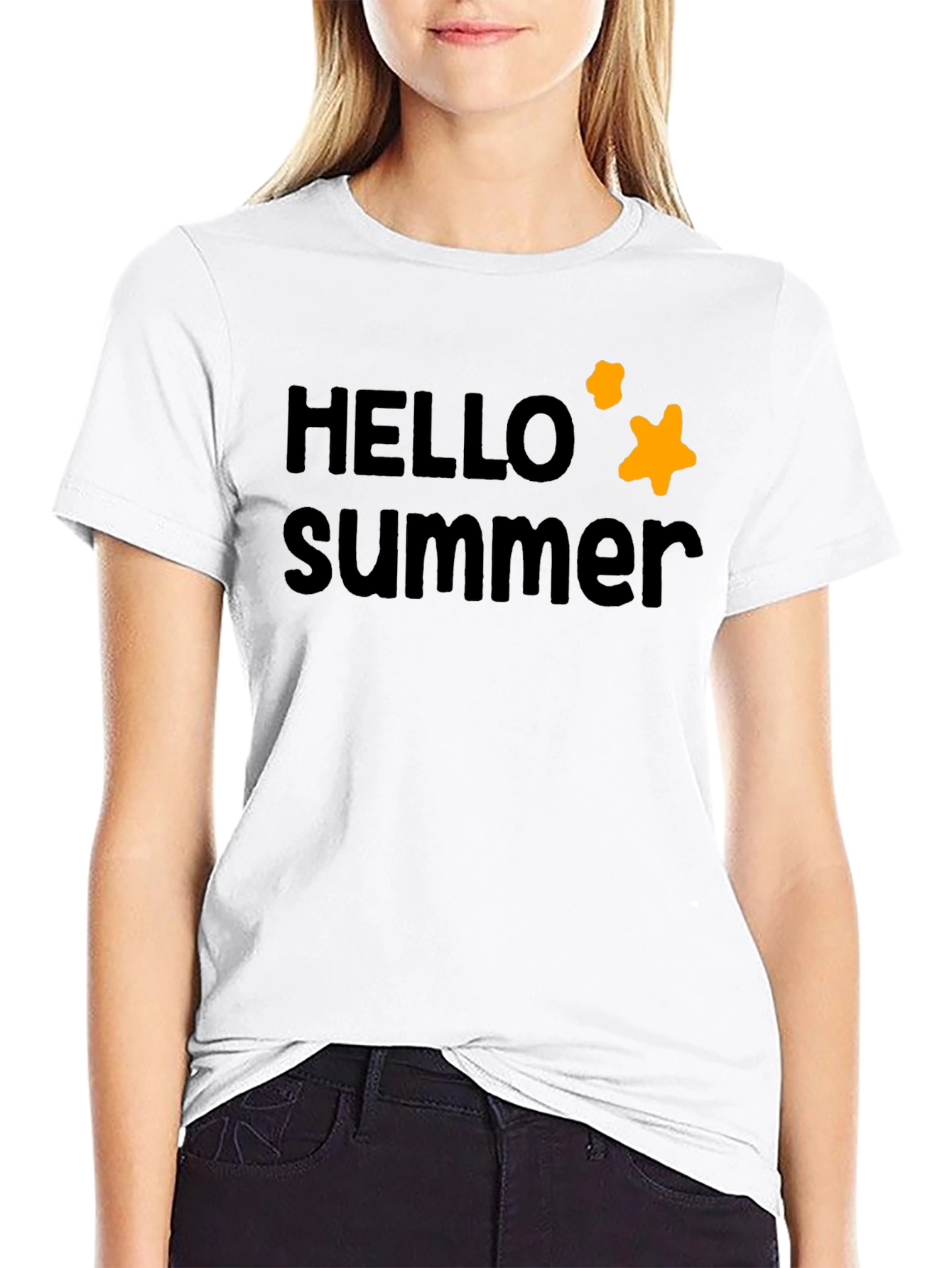 Black Hello Summer Black Cotton Tee view 9