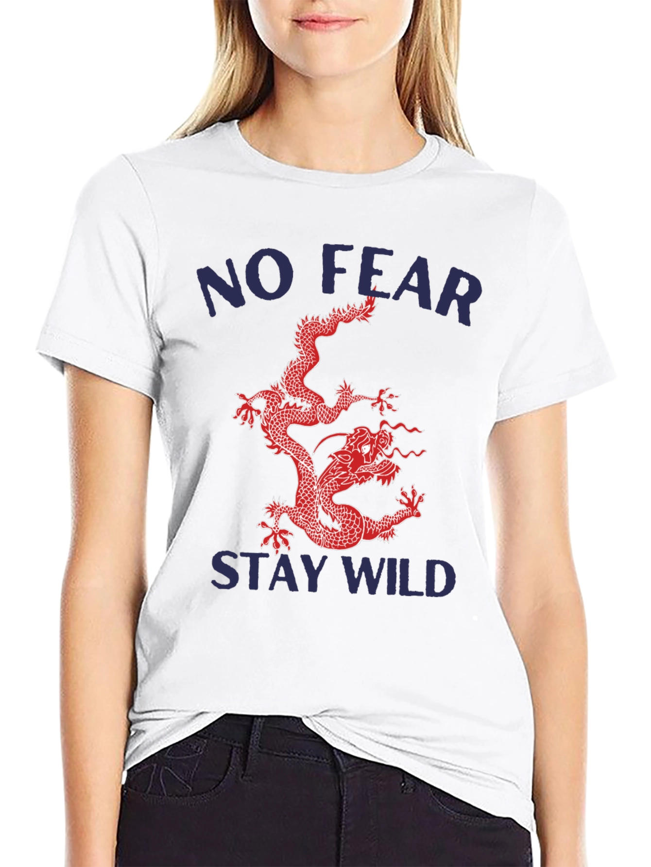 Black No Fear Stay Wild Dragon Graphic Tee view 9