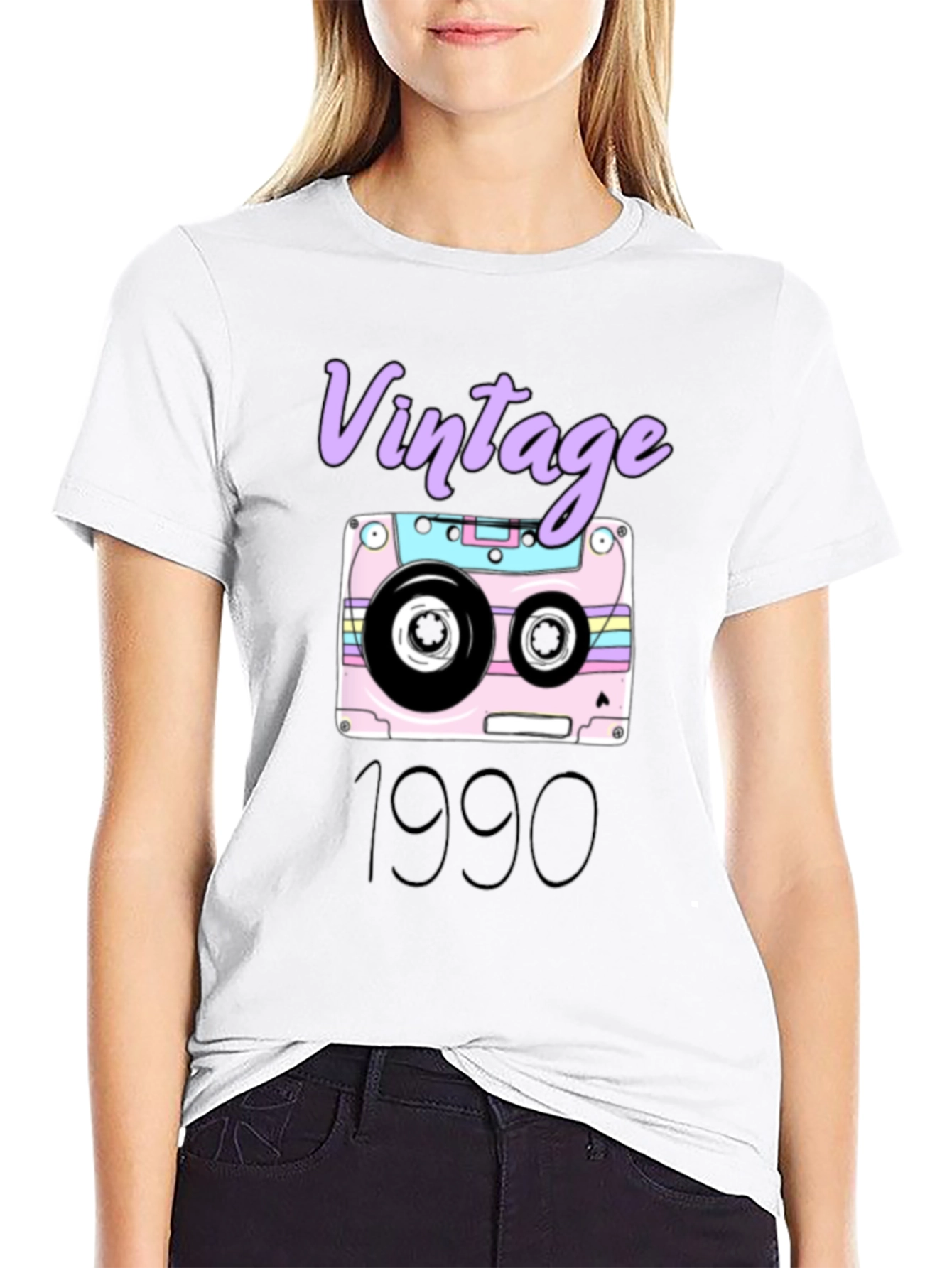 Black Vintage 1990 Cassette Tape Graphic T-Shirt view 9