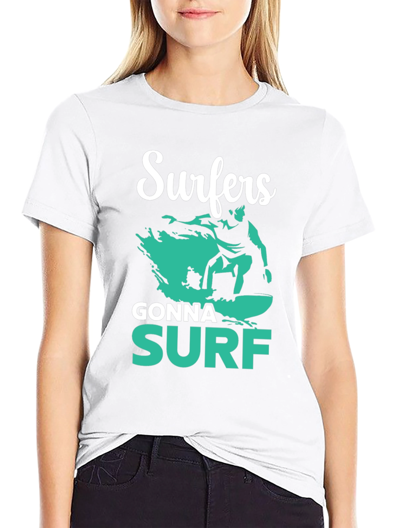 Black Surfers Gonna Surf Graphic Tee view 9
