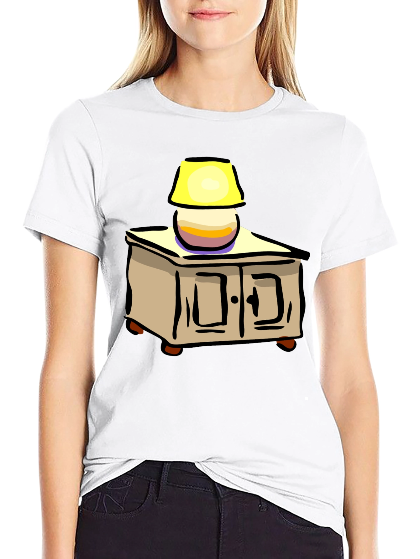 Black Cartoon Nightstand Lamp T-Shirt view 9