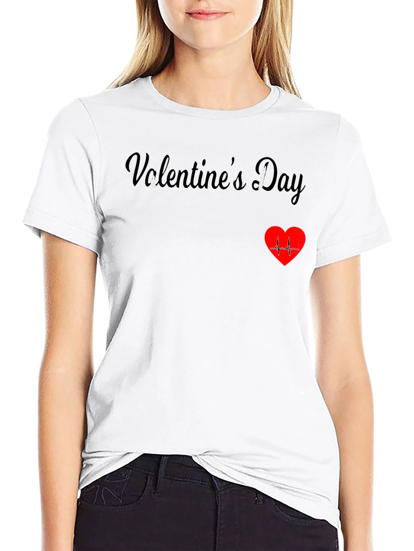Black Valentine's Day Heartbeat T-Shirt view 9
