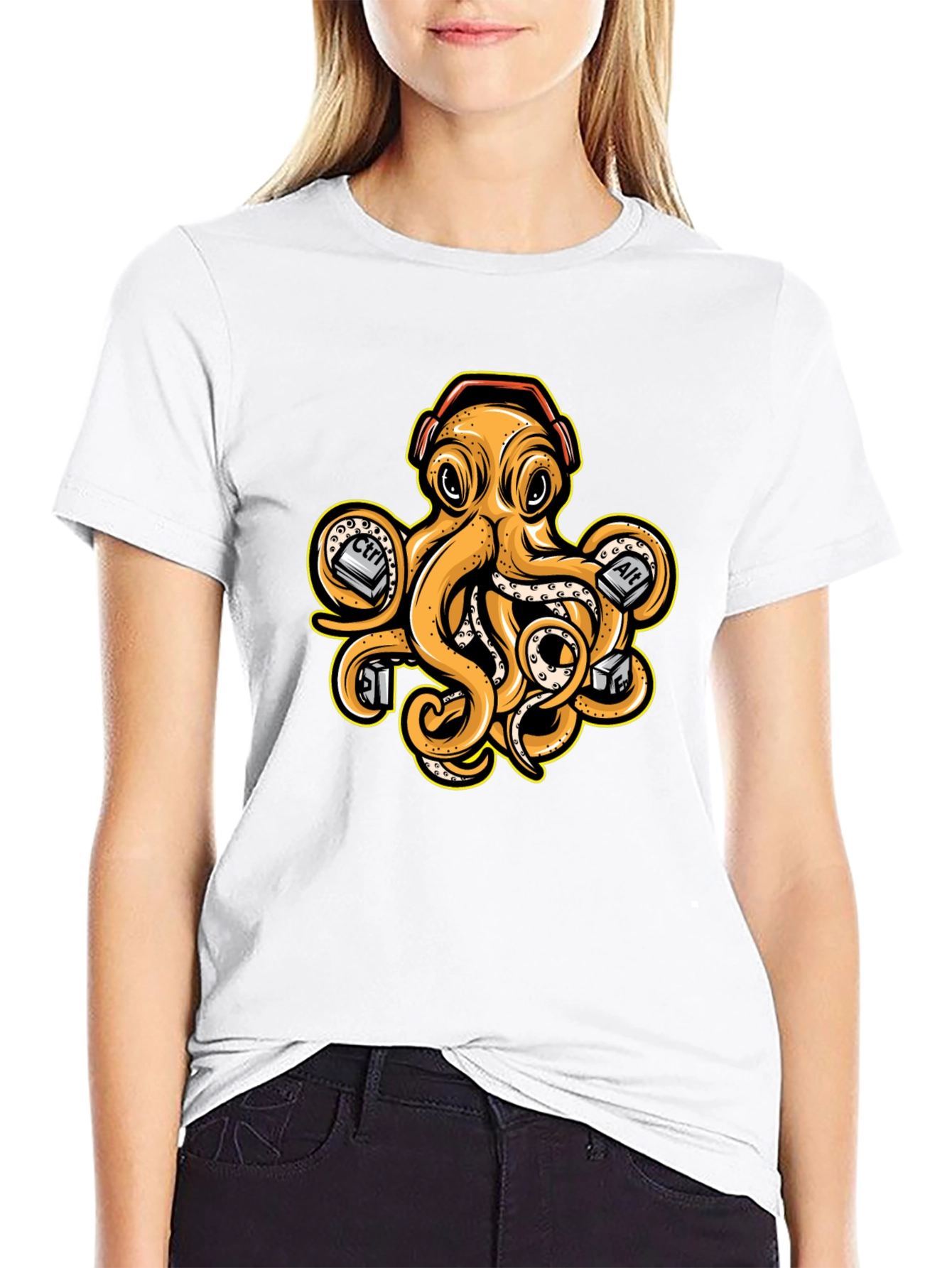 Black Tech Octopus Graphic Tee - Gamer Style view 9