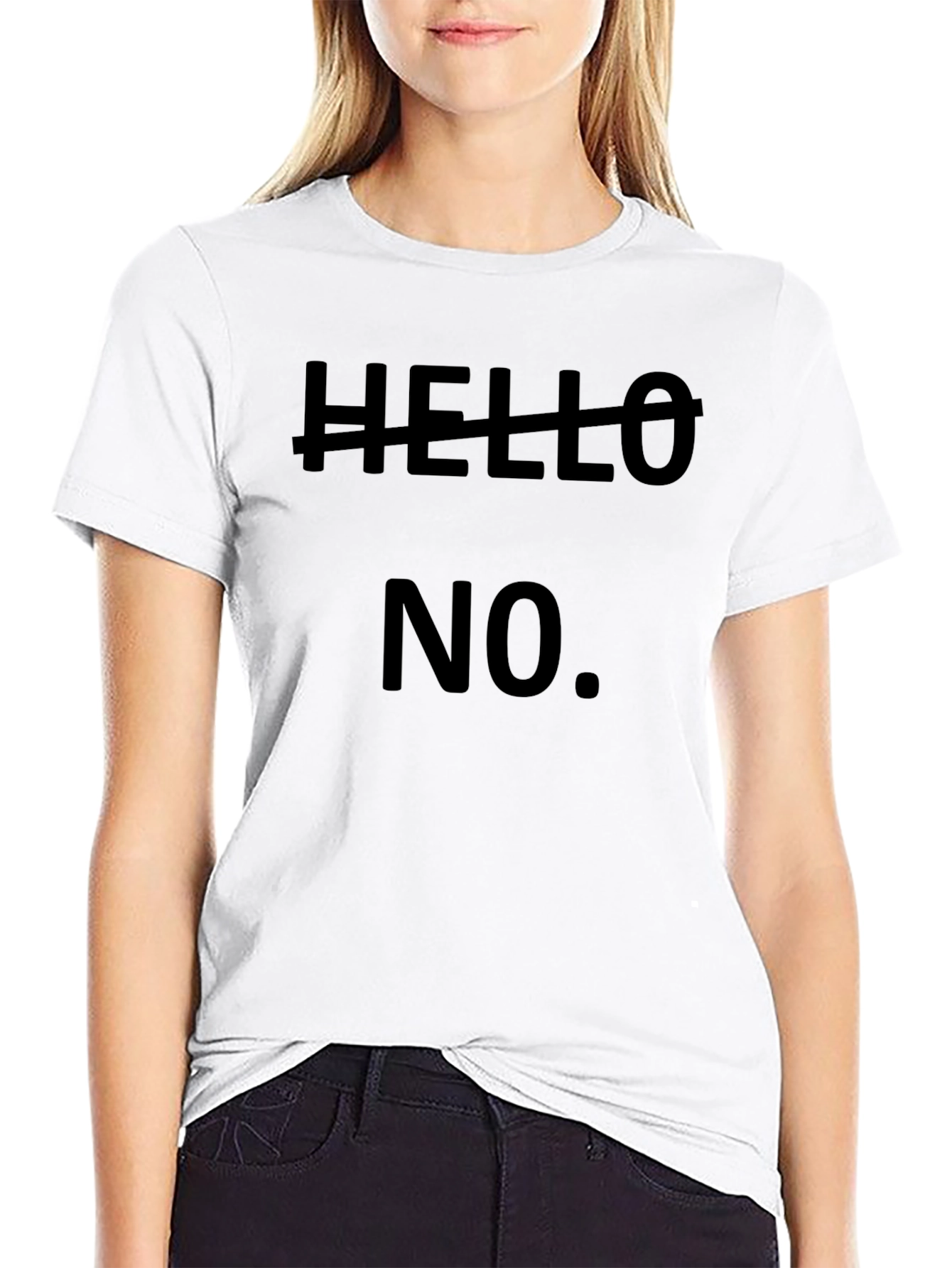 Black Hello NO! Graphic Tee - Black Cotton Casual T-Shirt view 9