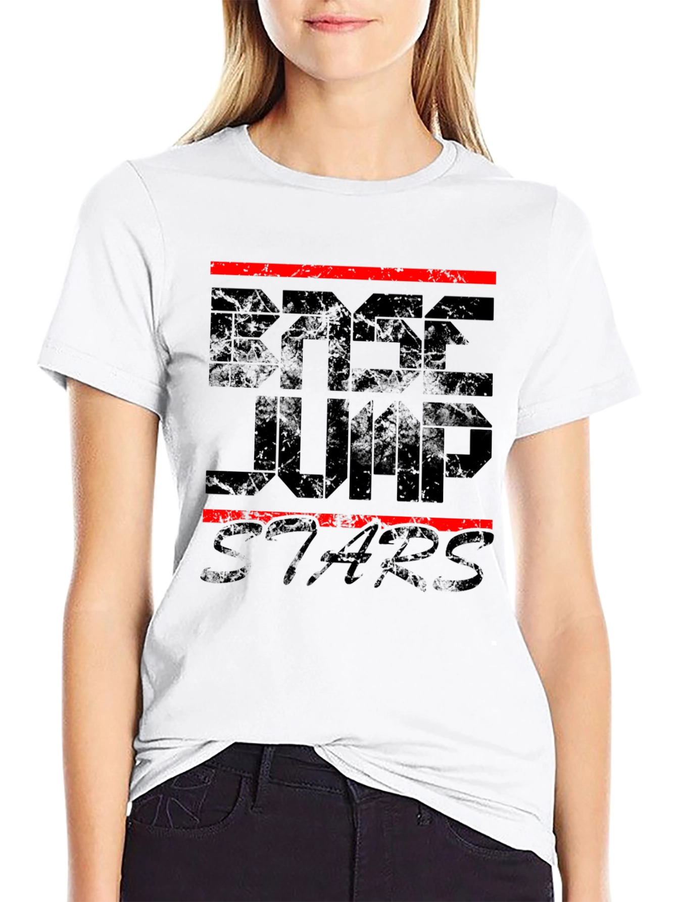 Black BASE Jump Stars Black Graphic Tee view 9
