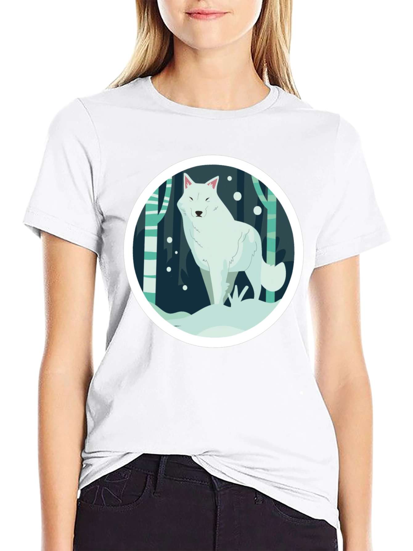 Black Arctic Wolf Graphic Tee - Black Unisex T-Shirt view 9
