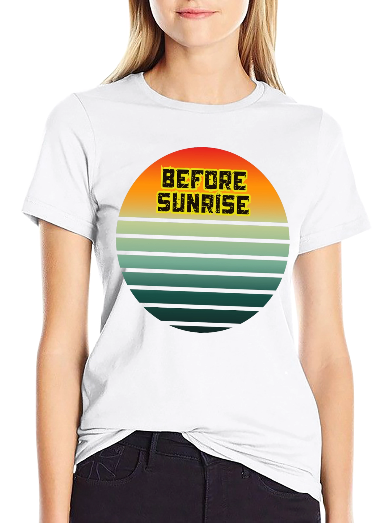 Black Retro Sunset 'Before Sunrise' Graphic Tee - Unisex view 9