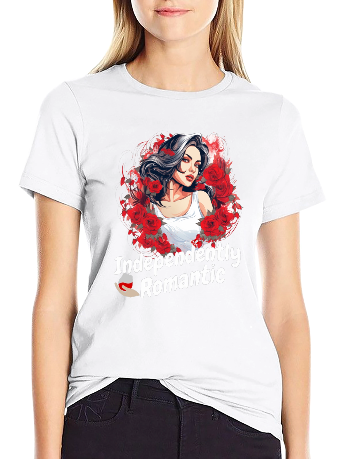 Black Independently Romantic Graphic T-Shirt view 9