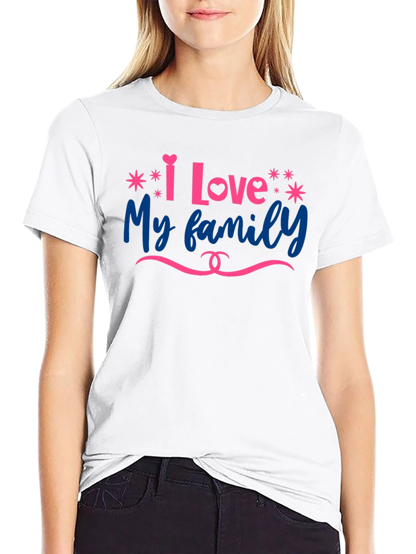 Black I Love My Family Graphic T-Shirt view 9