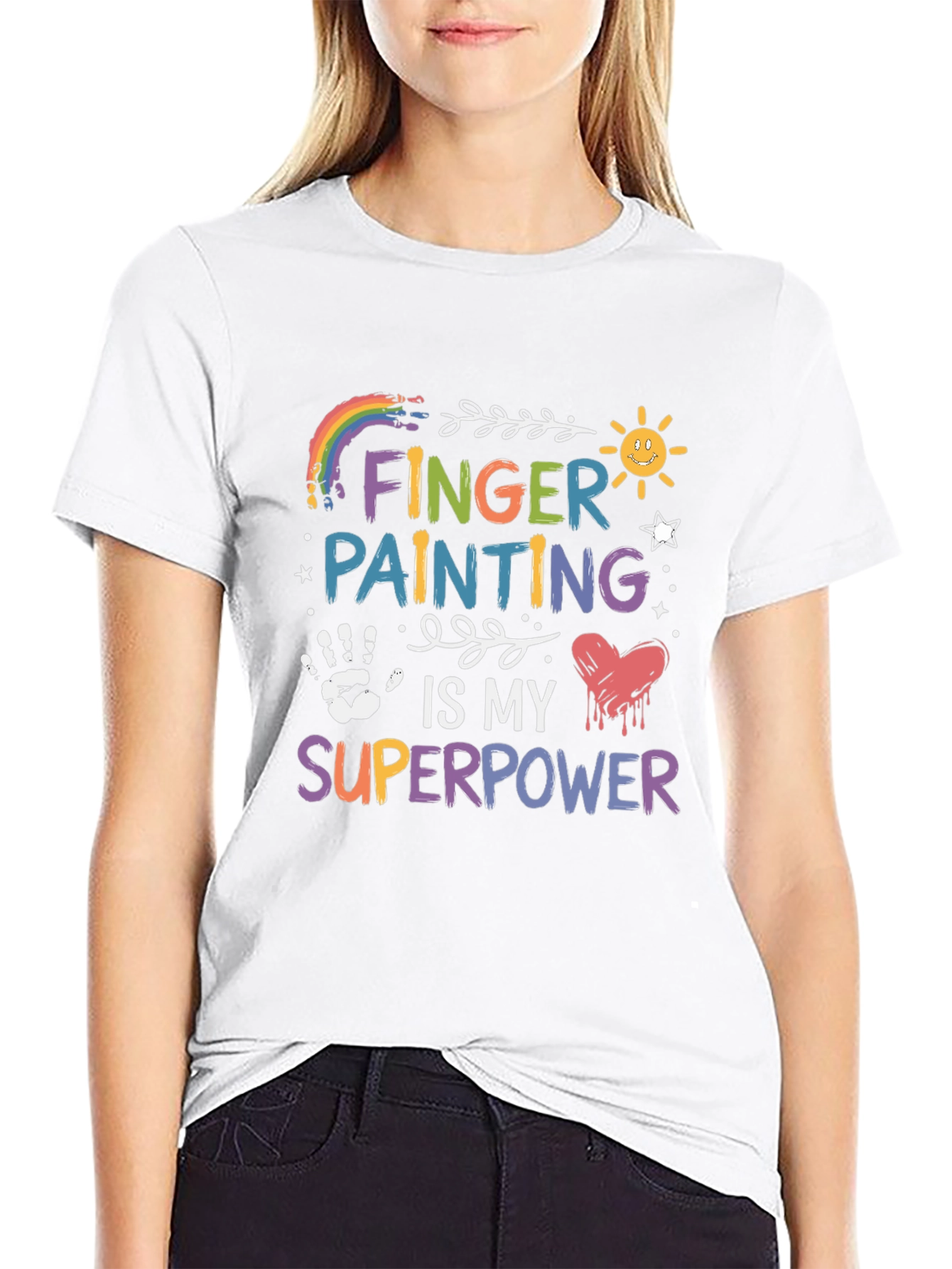 Black Finger Painting is My Superpower Graphic T-Shirt view 9