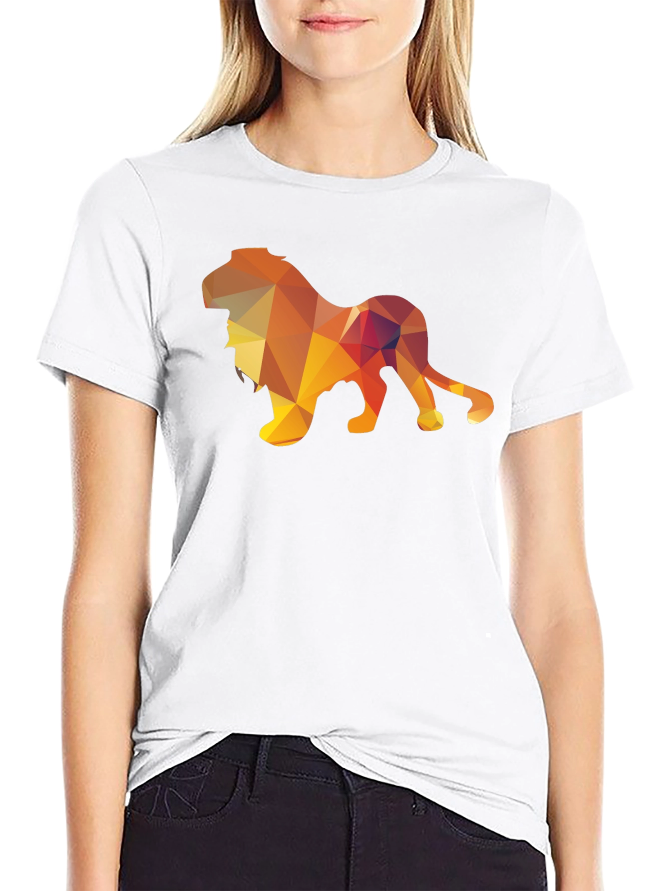Black Geometric Lion Graphic Tee - Stylish Men's Black T-Shirt view 9