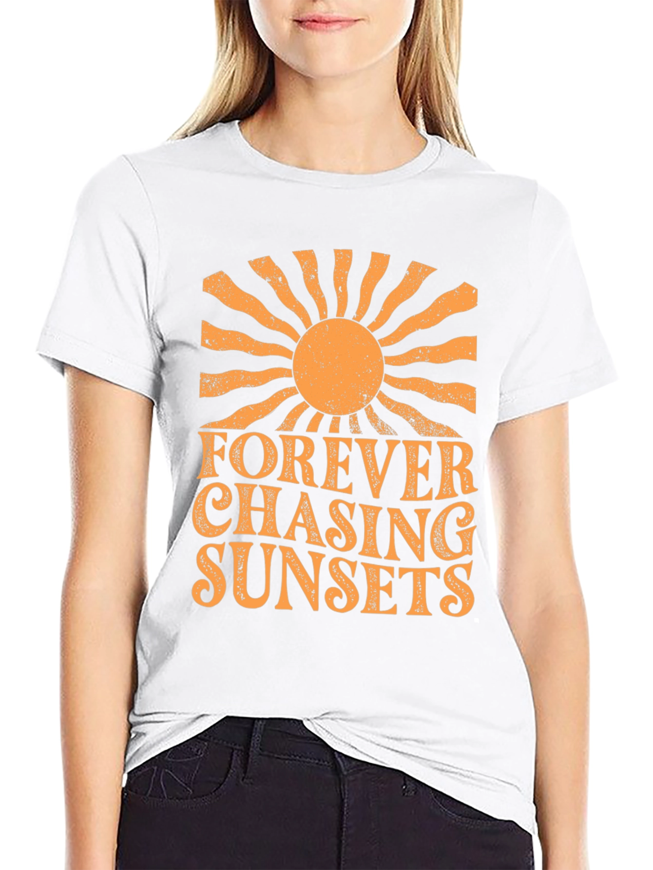 Black Forever Chasing Sunsets Graphic Tee view 9