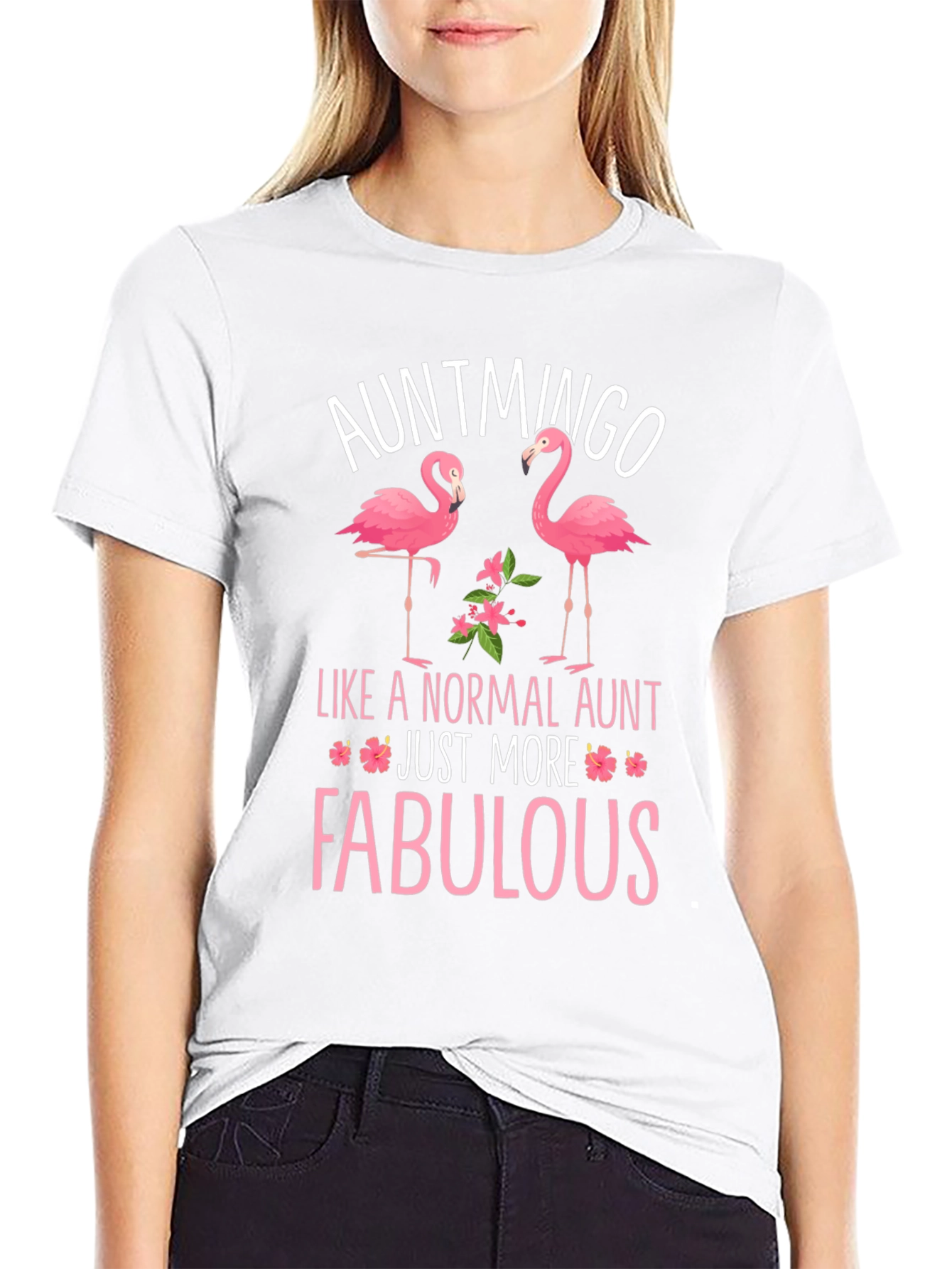 Black Auntmingo Flamingo Graphic T-Shirt - Fabulous Aunt Tee view 9