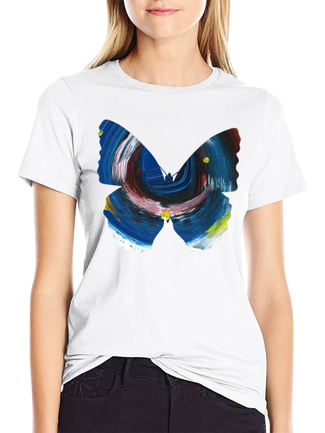 Black Abstract Butterfly Graphic Men's Black T-Shirt view 9