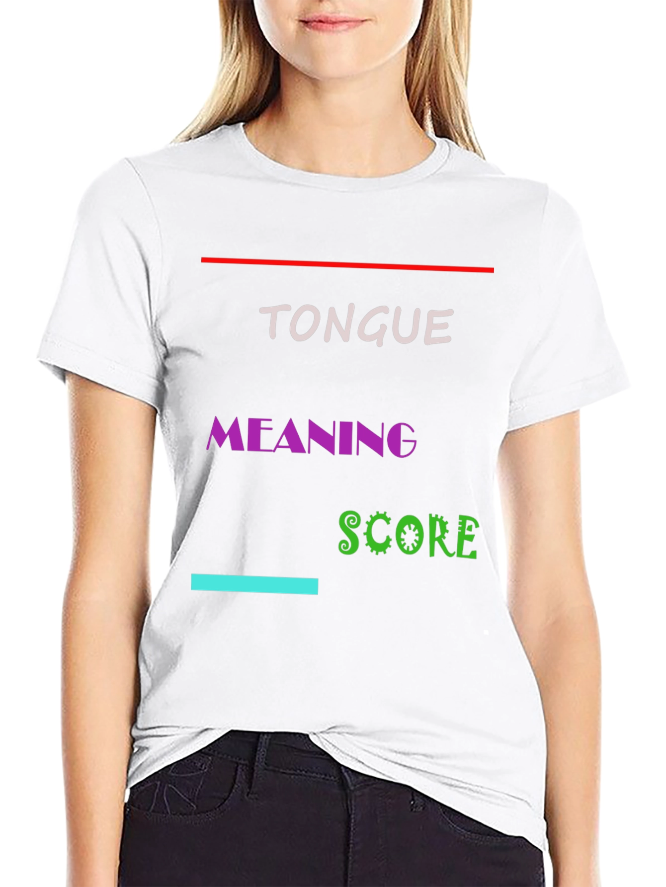 Black Tongue Meaning Score Graphic Tee - Black Cotton Blend T-Shirt view 9