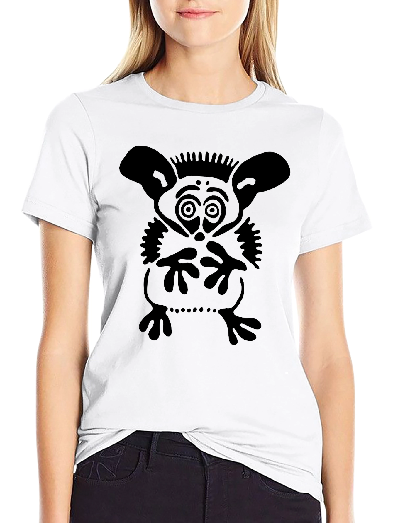 Black Unique Graphic Tee - Abstract Creature Design view 9