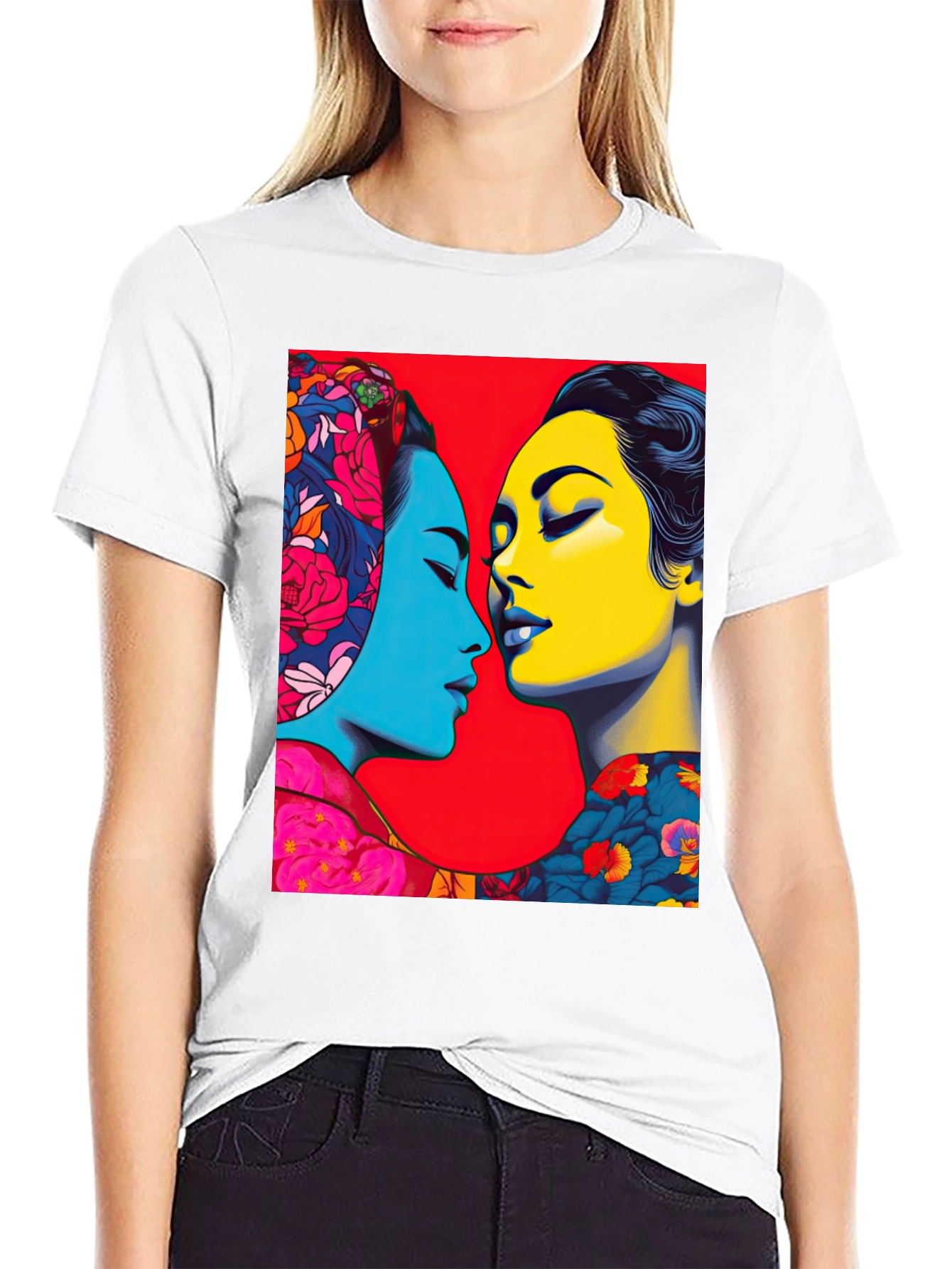Black Artistic Portrait T-Shirt - Vivid Colors view 9
