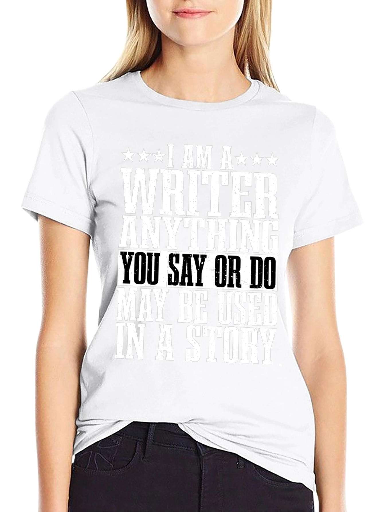 Black I AM A WRITER Funny T-Shirt view 9