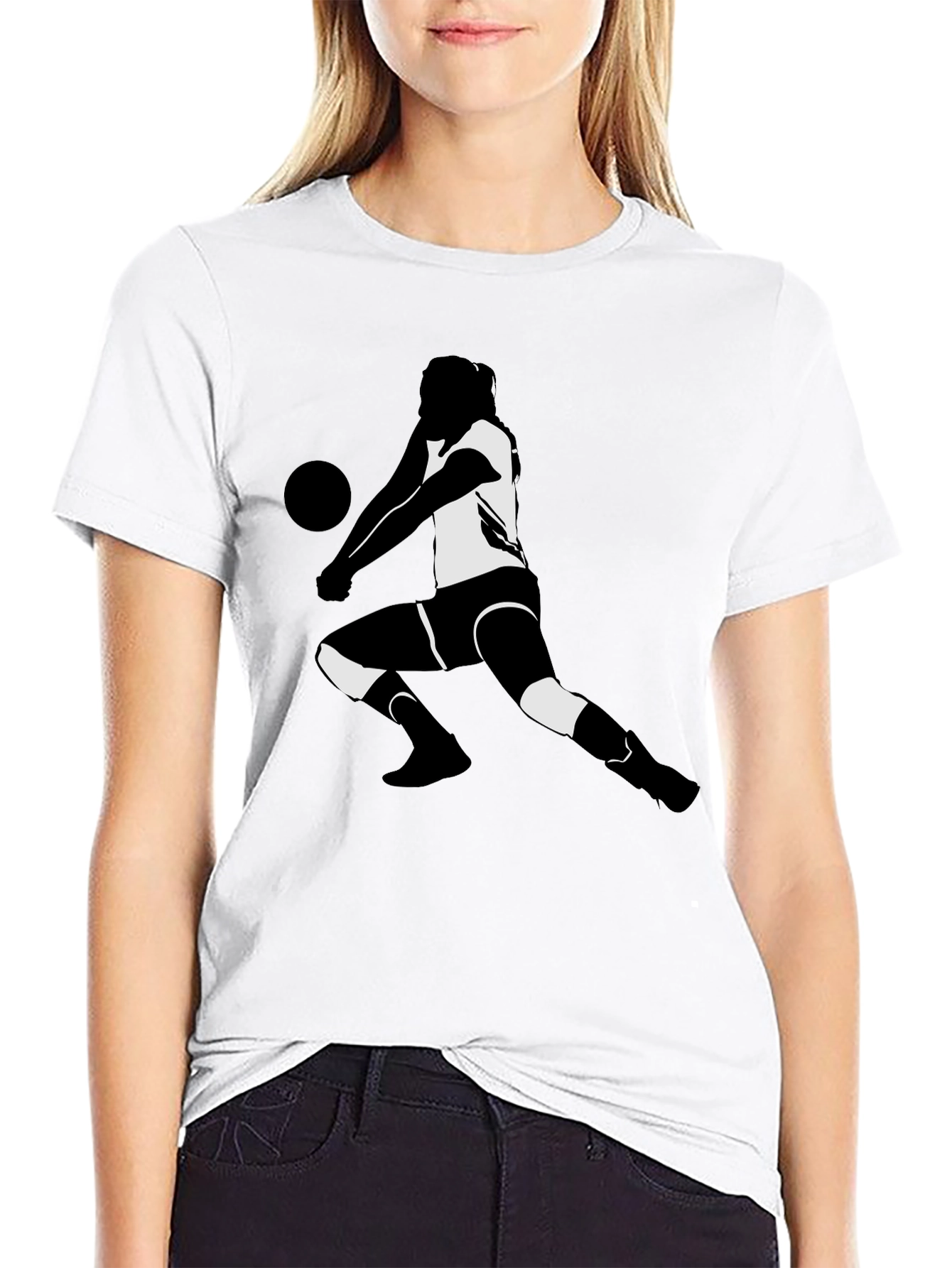 Black Volleyball Player Graphic Tee - Black T-Shirt view 9