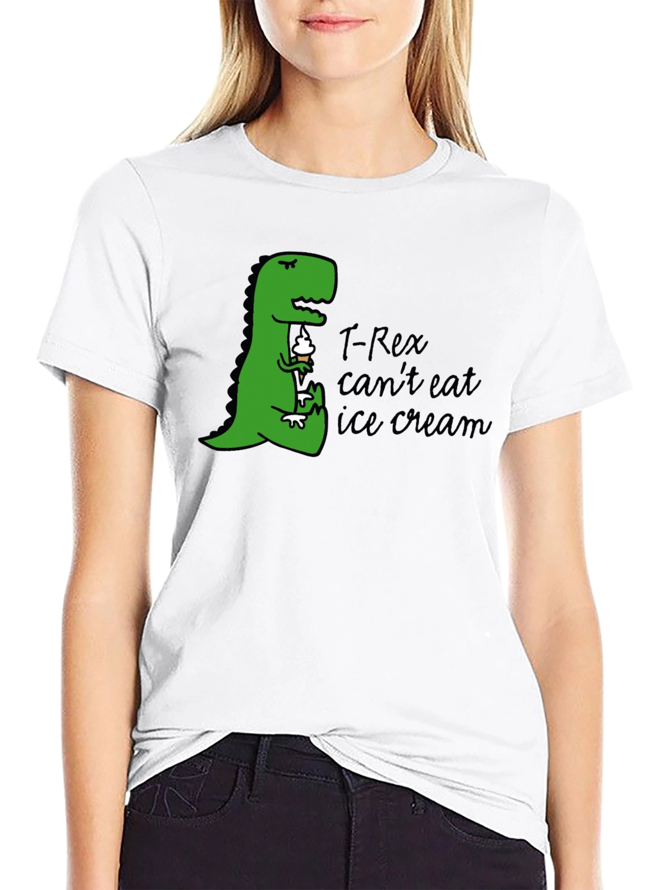 Black T-Rex Ice Cream Humor Graphic Tee view 9