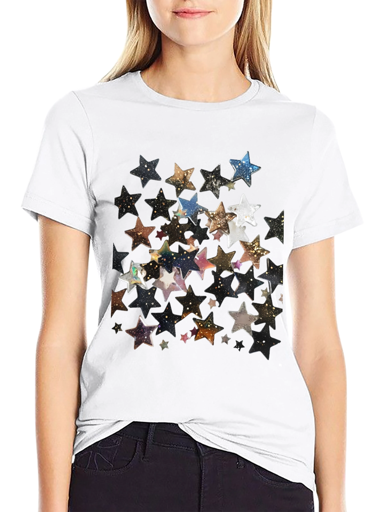 Black Starry Night Black T-Shirt view 9