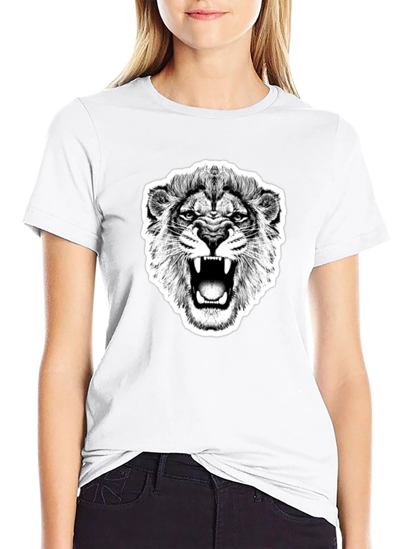 Black Lion Graphic Black T-Shirt - Bold Statement Tee view 9
