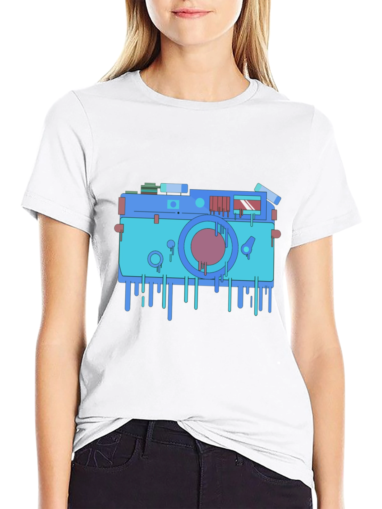 Black Retro Camera Graphic Tee - Cool Photo Lover Shirt view 9
